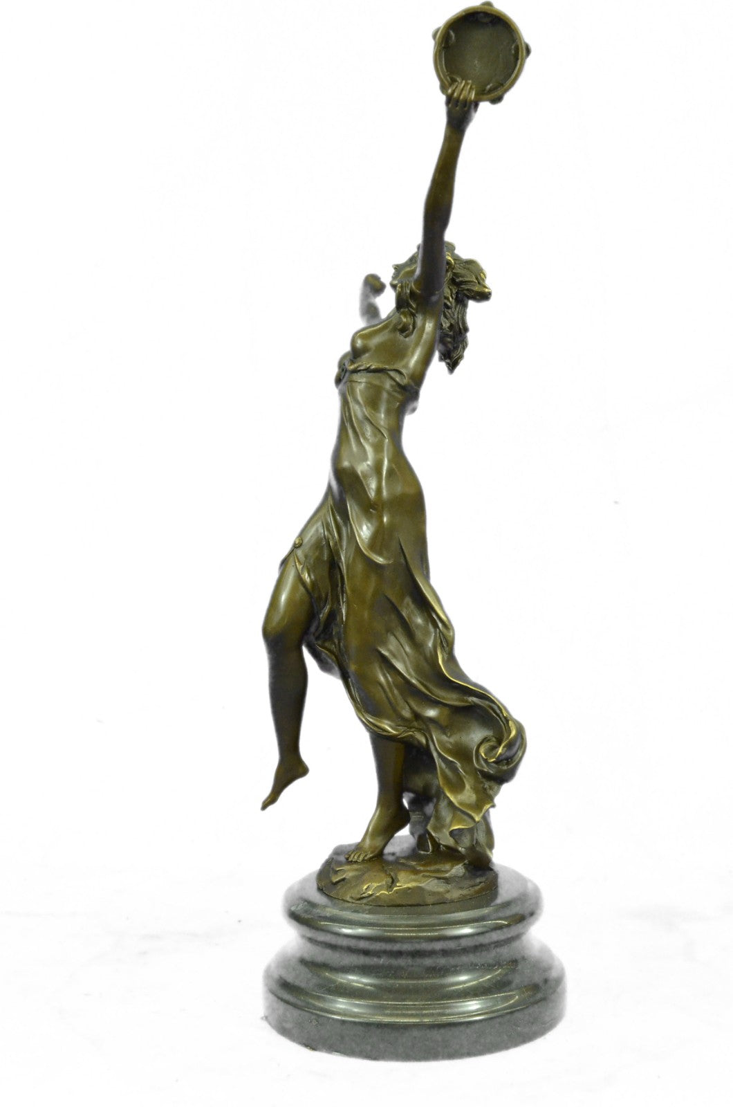 Art Nouveau Tambourine Dancer Bronze Sculpture Detailed Museum Quality Artwork