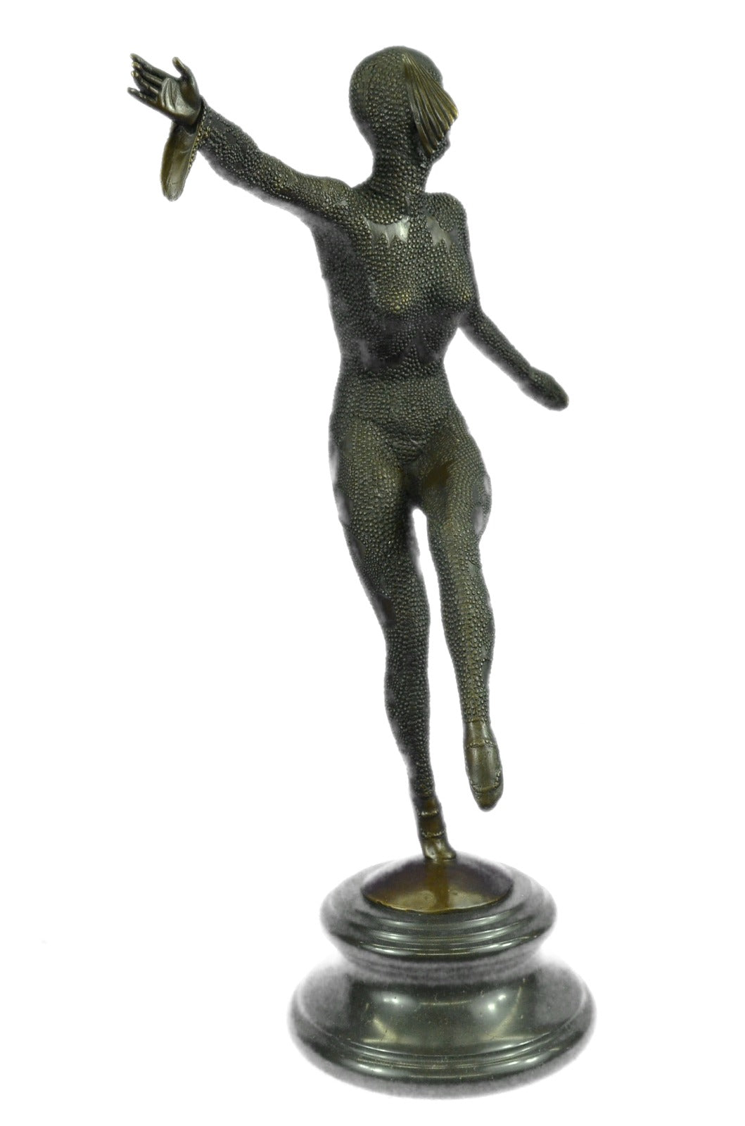 Art Deco Signed Chiparus Dancer Bronze Sculpture Marble Statue Figurine Figure