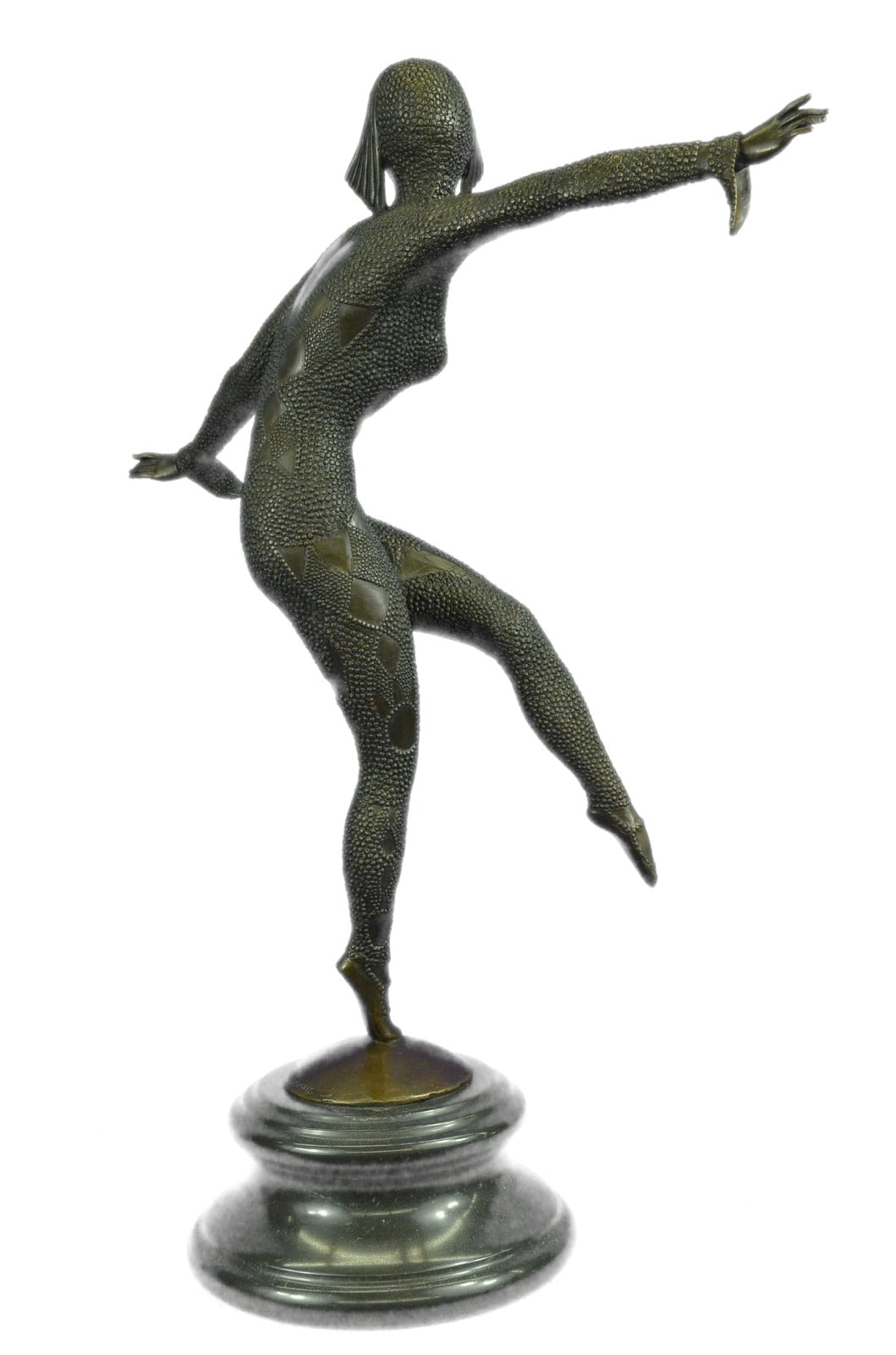 Art Deco Signed Chiparus Dancer Bronze Sculpture Marble Statue Figurine Figure