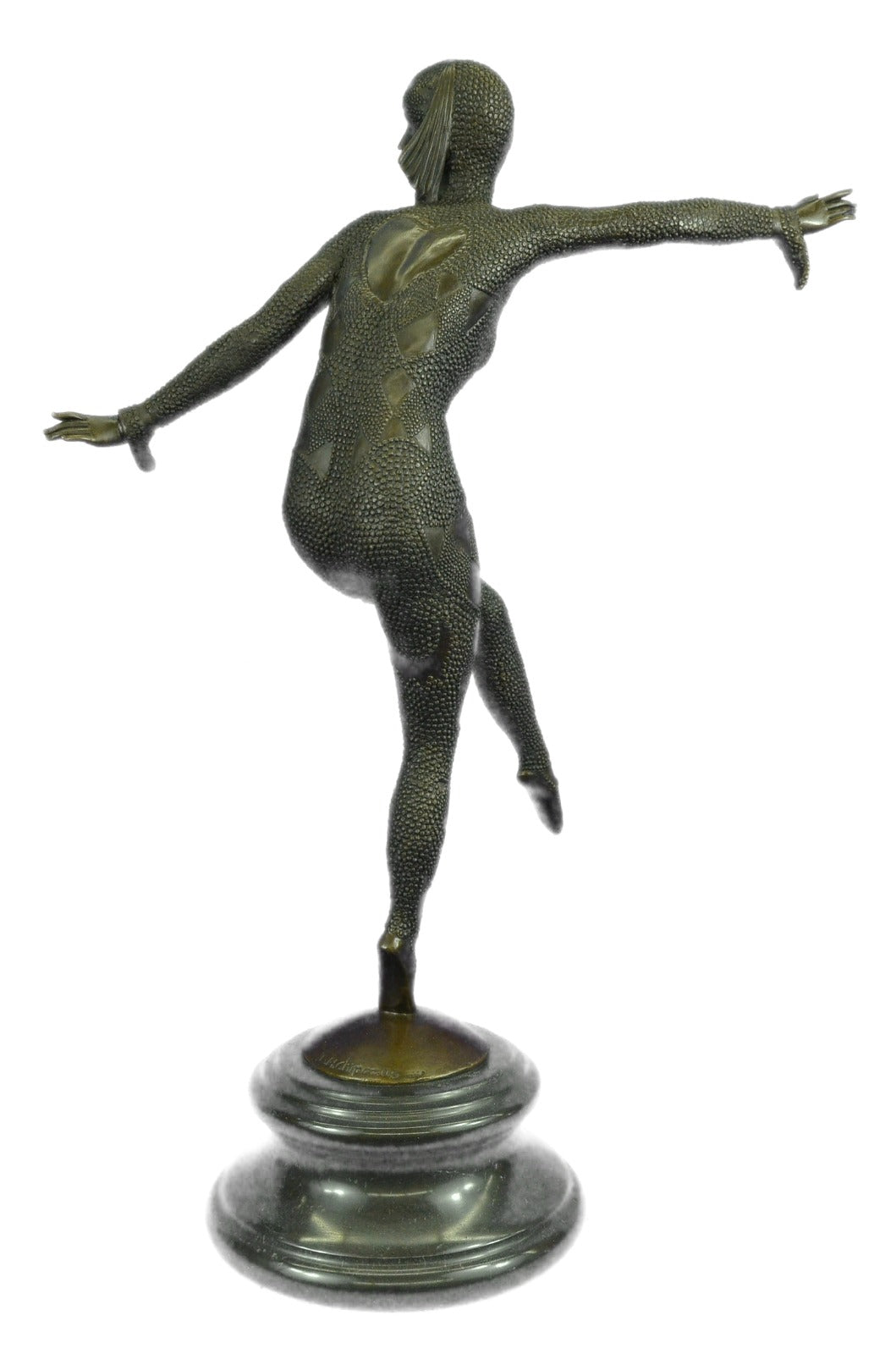 Art Deco Signed Chiparus Dancer Bronze Sculpture Marble Statue Figurine Figure