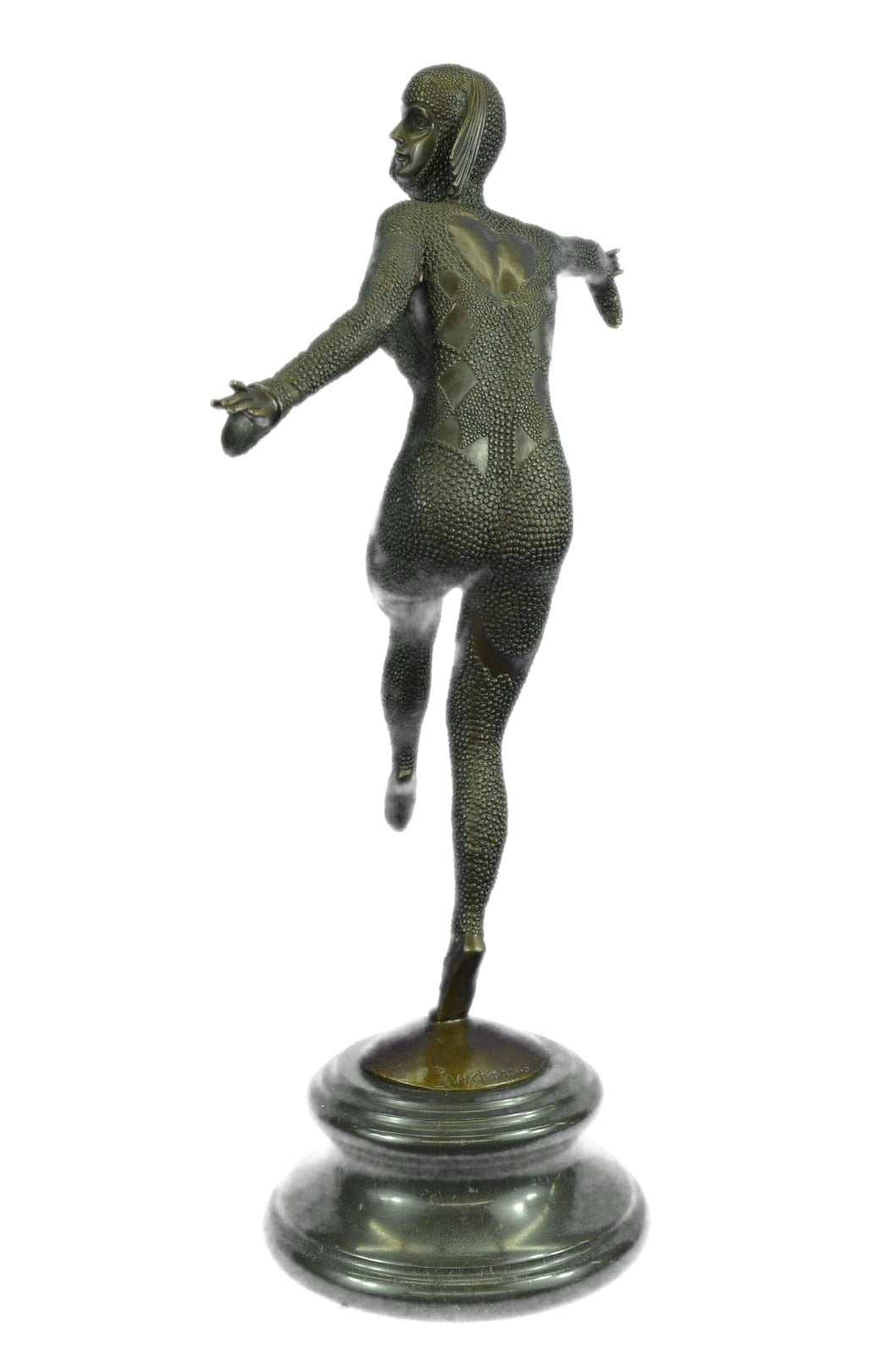 Art Deco Signed Chiparus Dancer Bronze Sculpture Marble Statue Figurine Figure