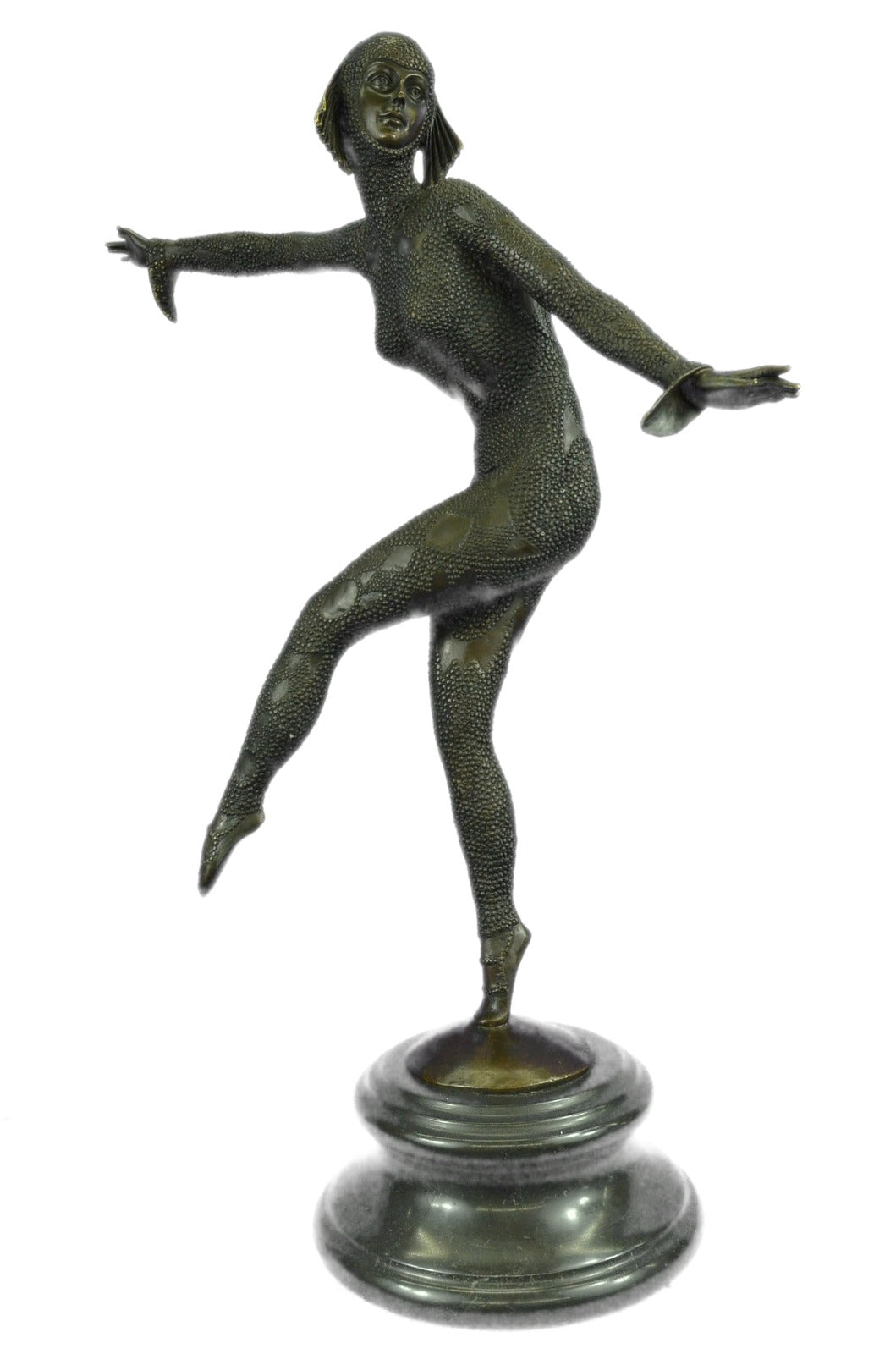 Art Deco Signed Chiparus Dancer Bronze Sculpture Marble Statue Figurine Figure