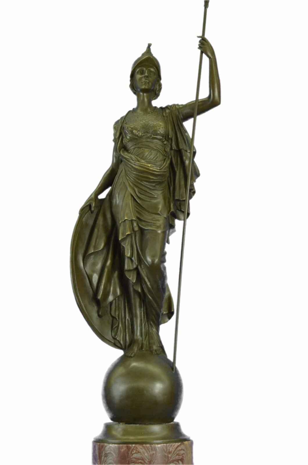 Handcrafted Detailed Massive Athena Greek Mythology Female Warrior Bronze Statue