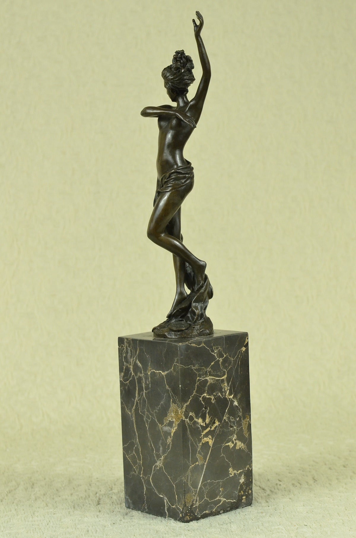 Art Nouveau Nude Nymph Bookend Book End Bronze Sculpture Marble Base Figurine