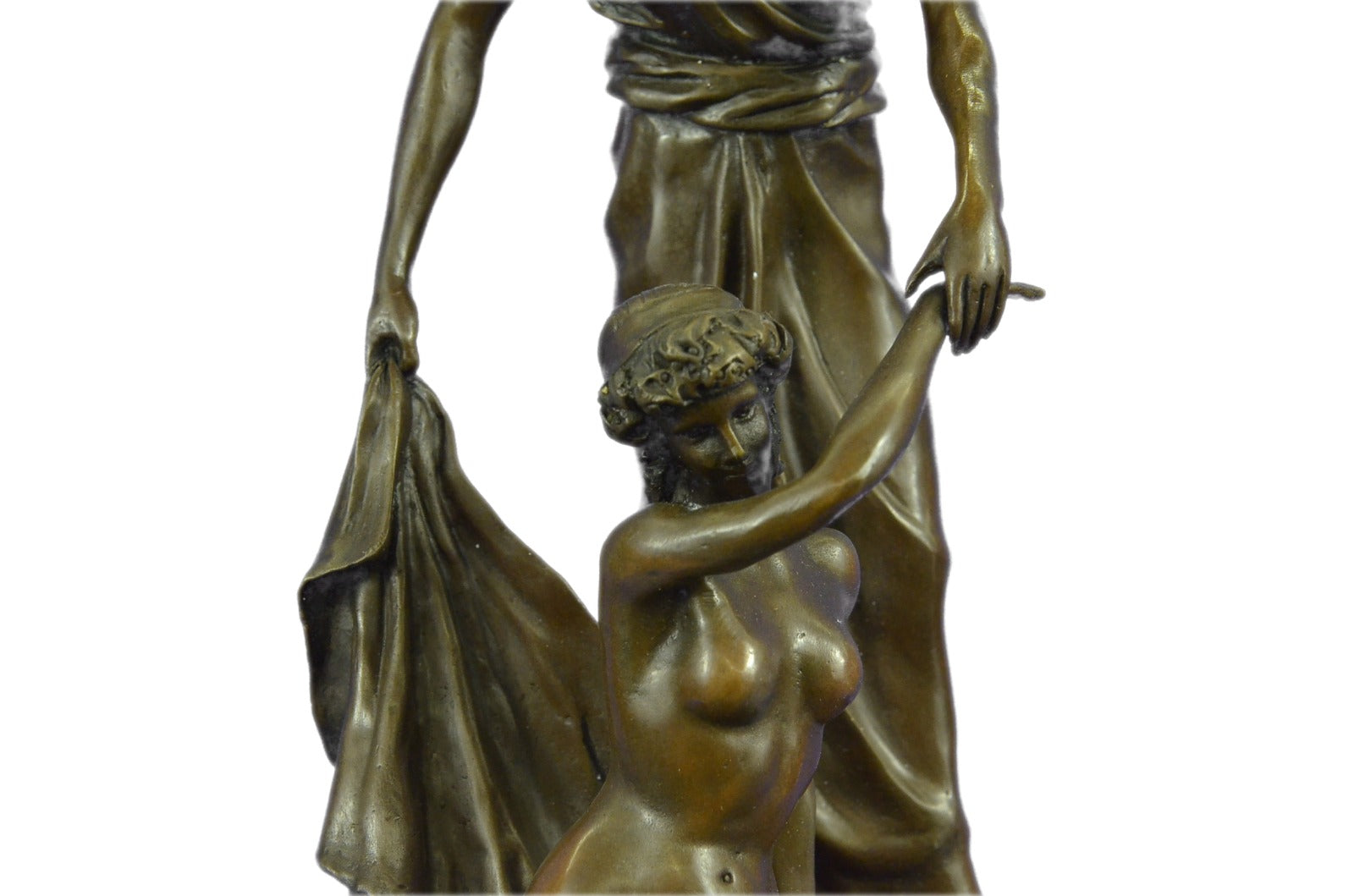 Art Deco Hot Cast Nude Female with Her Slave Master by Kauba Bronze Sculpture