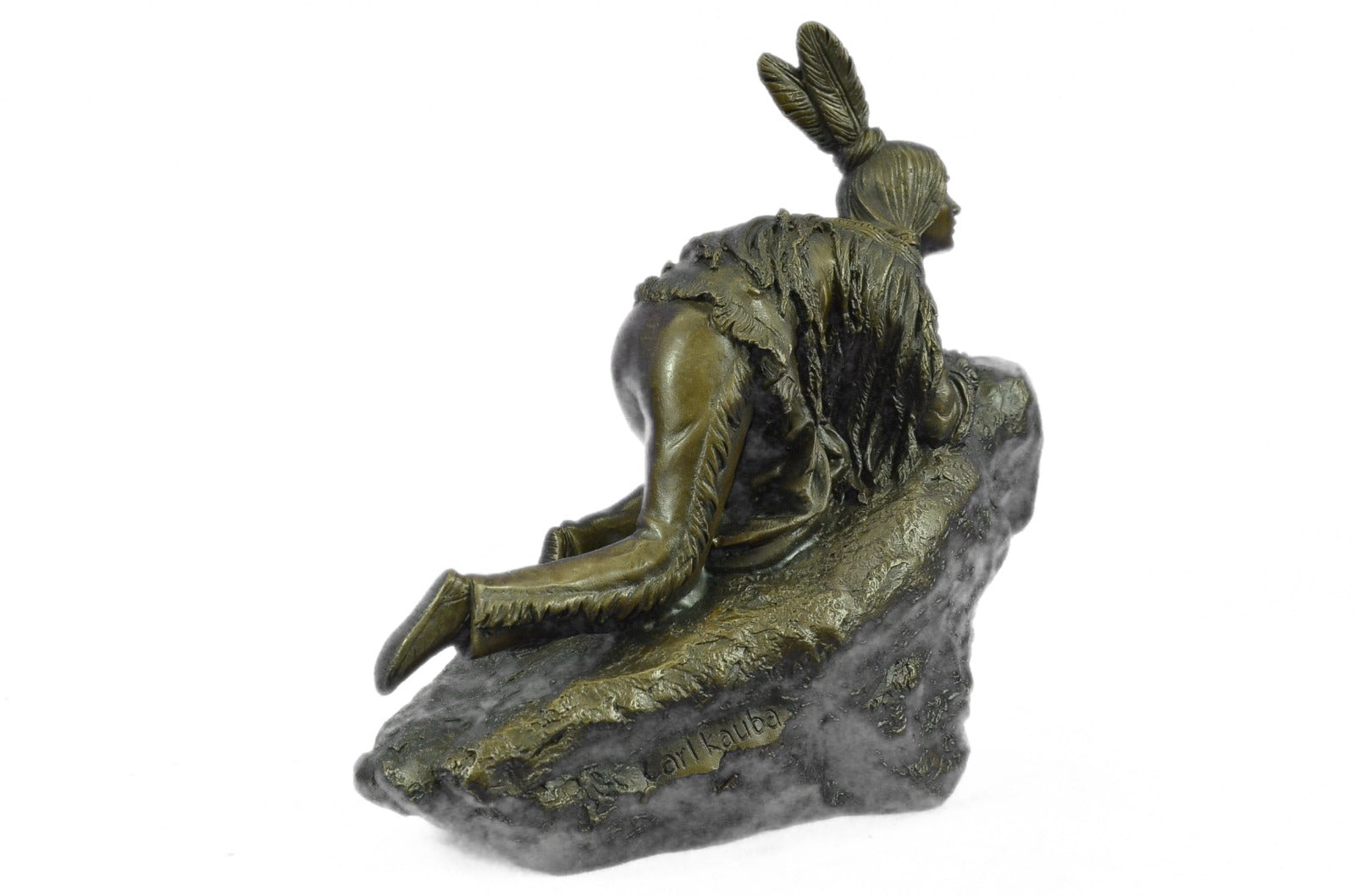 Bronze Sculpture Female Indian Girl on Rock Hot Cast Classic Artwork Figurine