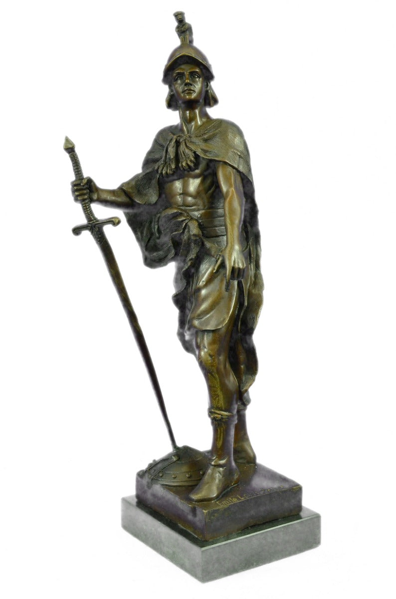 Signed Picault 18" Roman Warrior Soldier Museum Quality Bronze Sculpture Gift