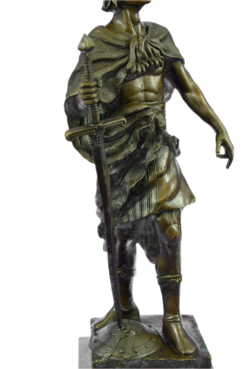 Signed Picault 18" Roman Warrior Soldier Museum Quality Bronze Sculpture Gift