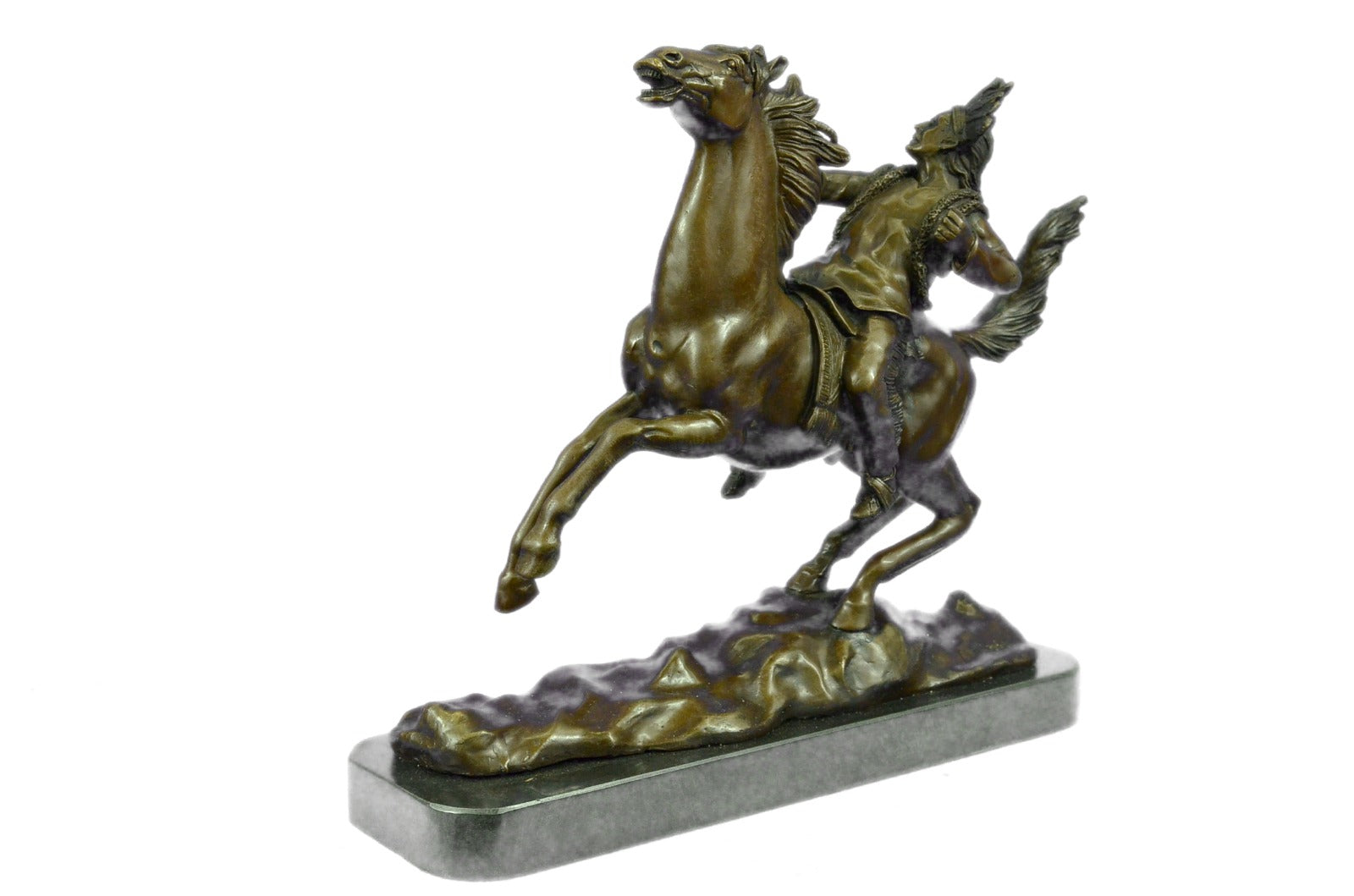 Bronze Sculpture American Indian Chief on Horse by Kauba Classic Figurine Figure