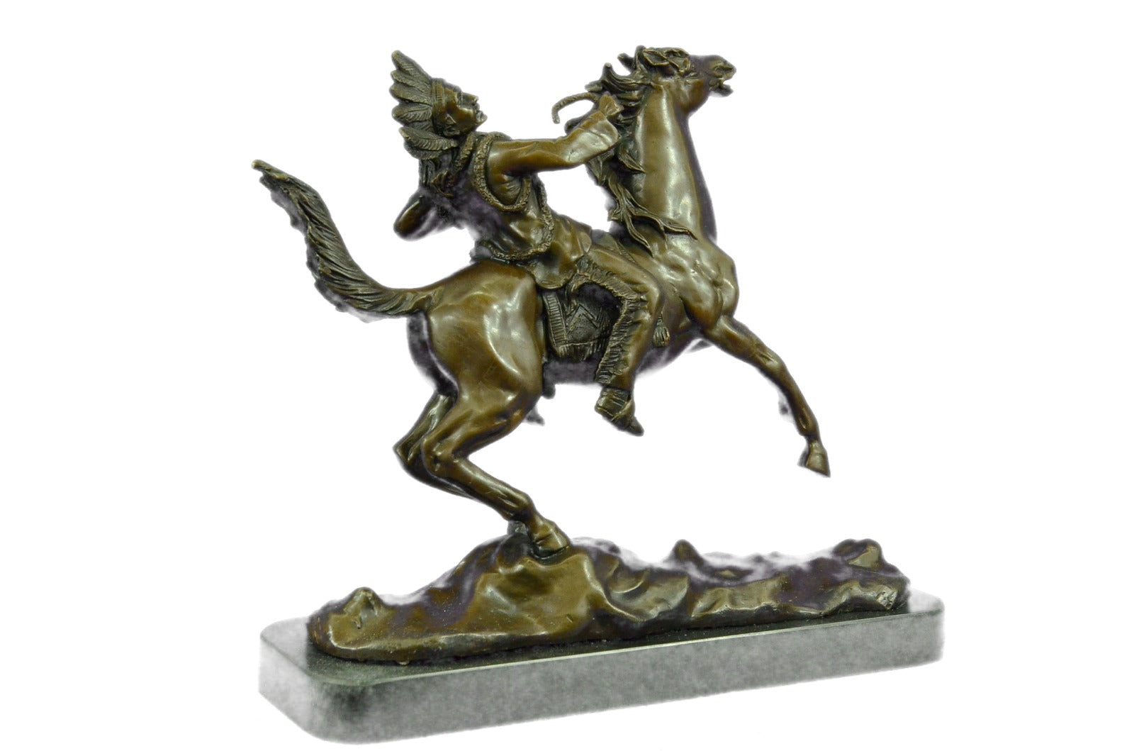 Bronze Sculpture American Indian Chief on Horse by Kauba Classic Figurine Figure