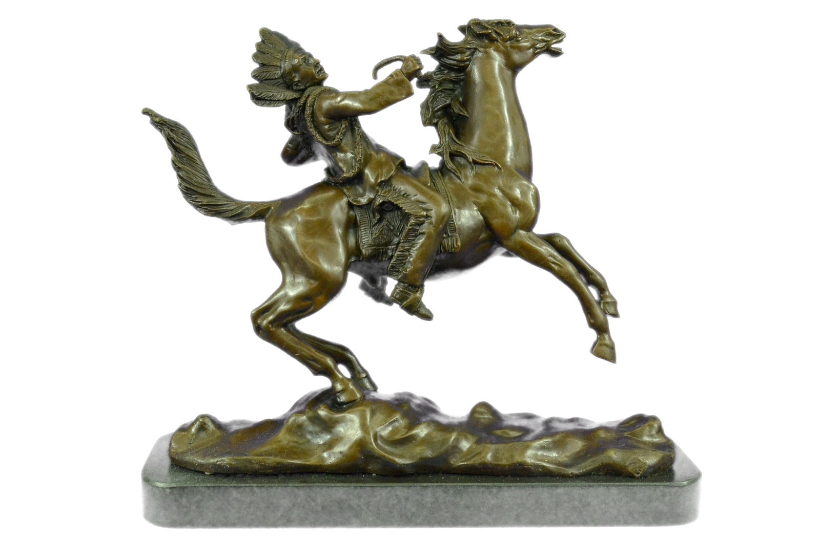 Bronze Sculpture American Indian Chief on Horse by Kauba Classic Figurine Figure