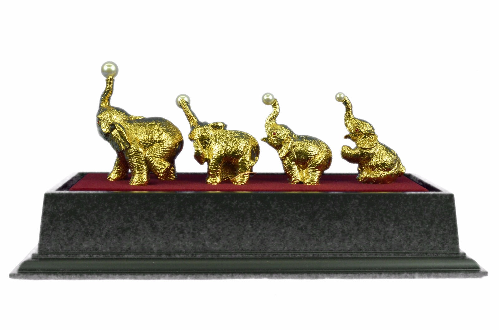 Indian Elephant Colored Crystals 24K Gold Jewelry Hot Cast Masterpiece Sale Gift