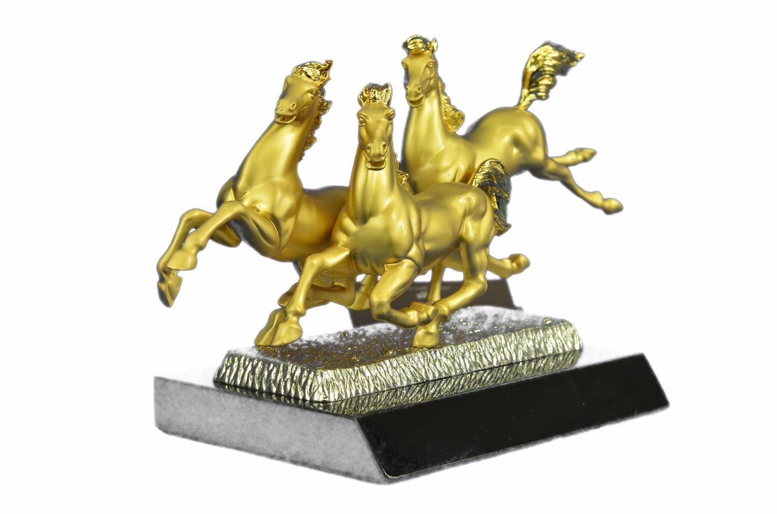 24K Gold Hot Cast Horses Classic Masterpiece Collectible Artwork Bronze Figurine