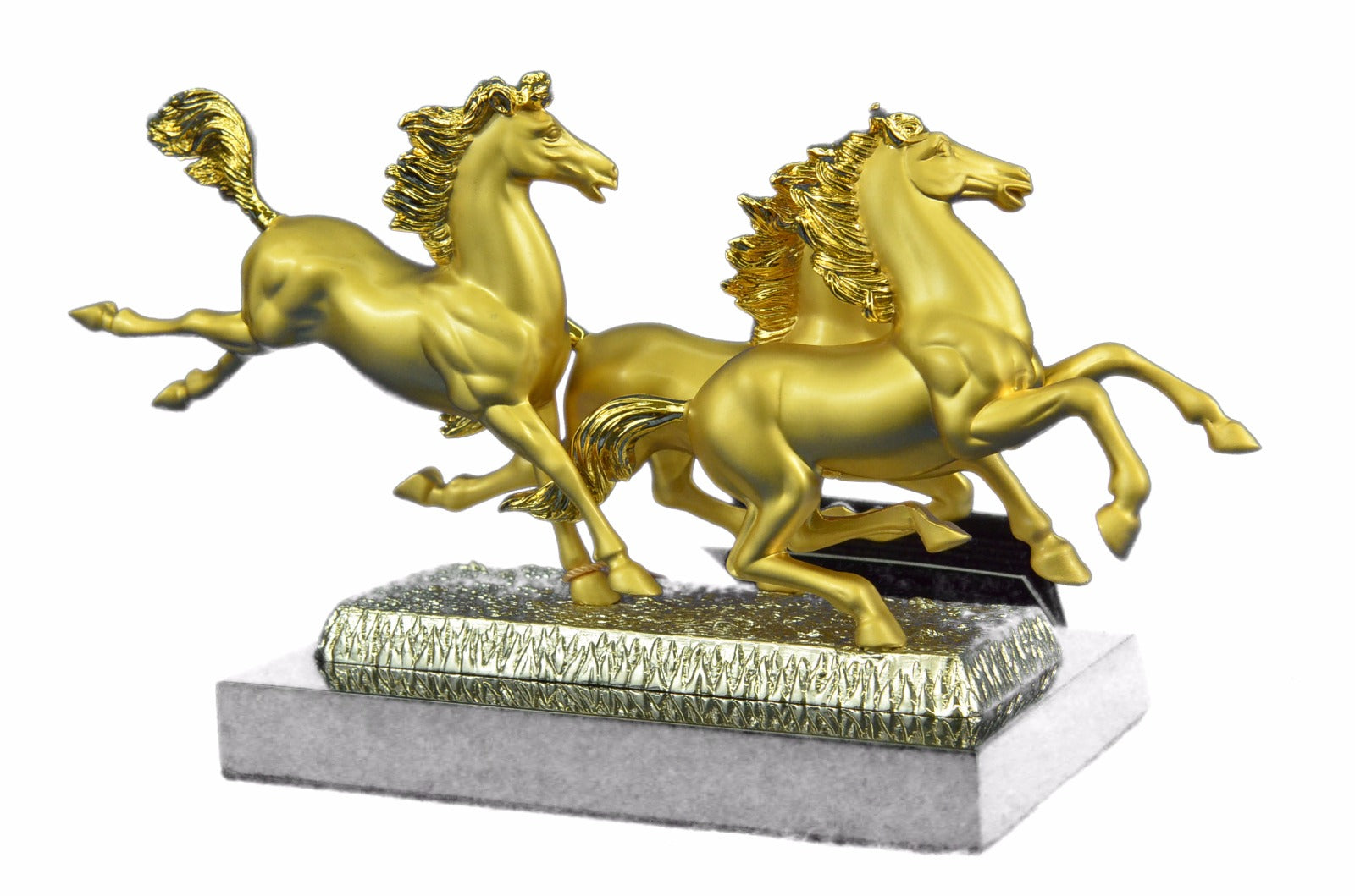 24K Gold Hot Cast Horses Classic Masterpiece Collectible Artwork Bronze Figurine