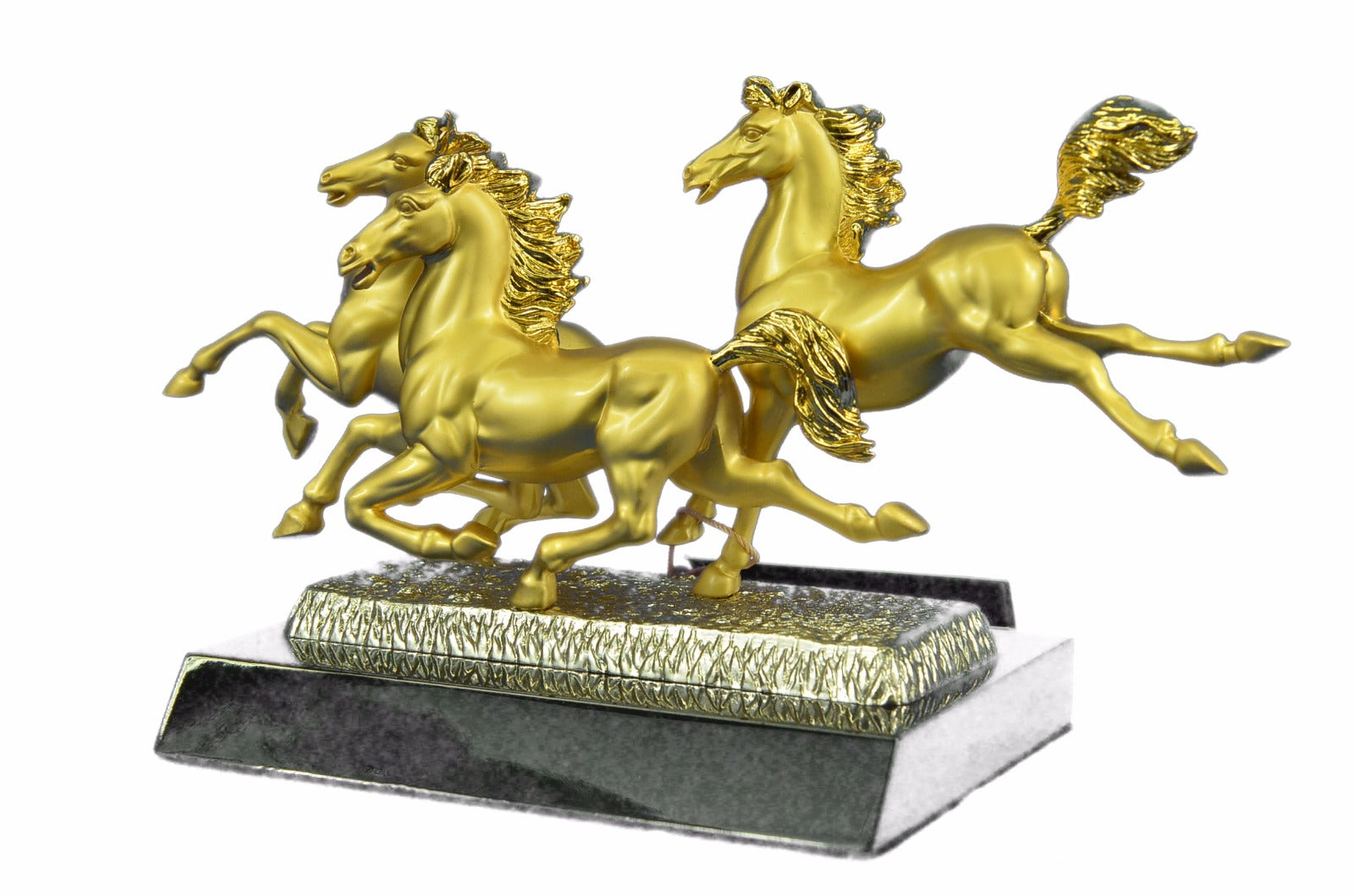 24K Gold Hot Cast Horses Classic Masterpiece Collectible Artwork Bronze Figurine