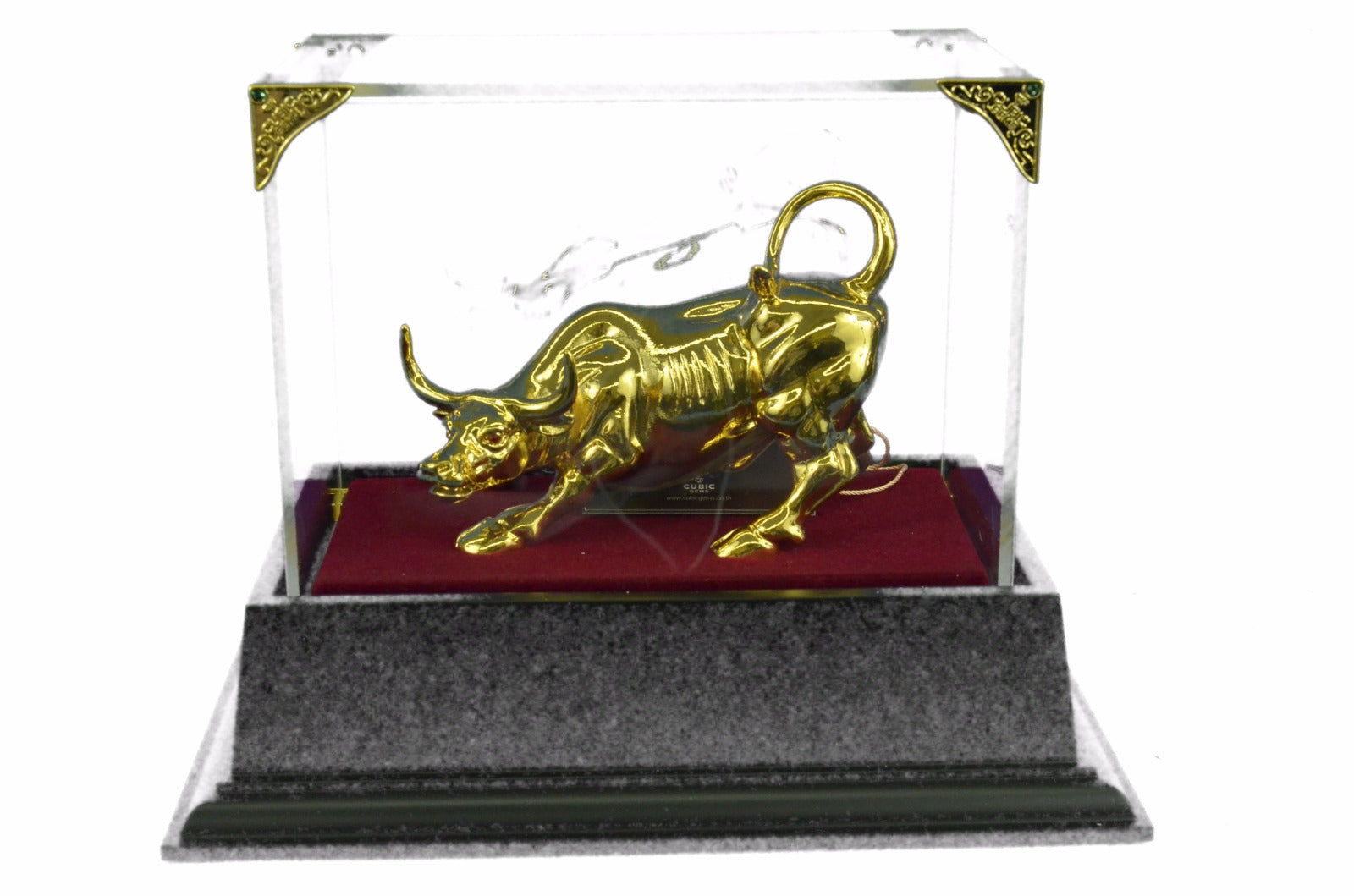 Hot Cast 24K Gold Plated Stock Market Bull Handcrafted Sculpture Figurine Figure