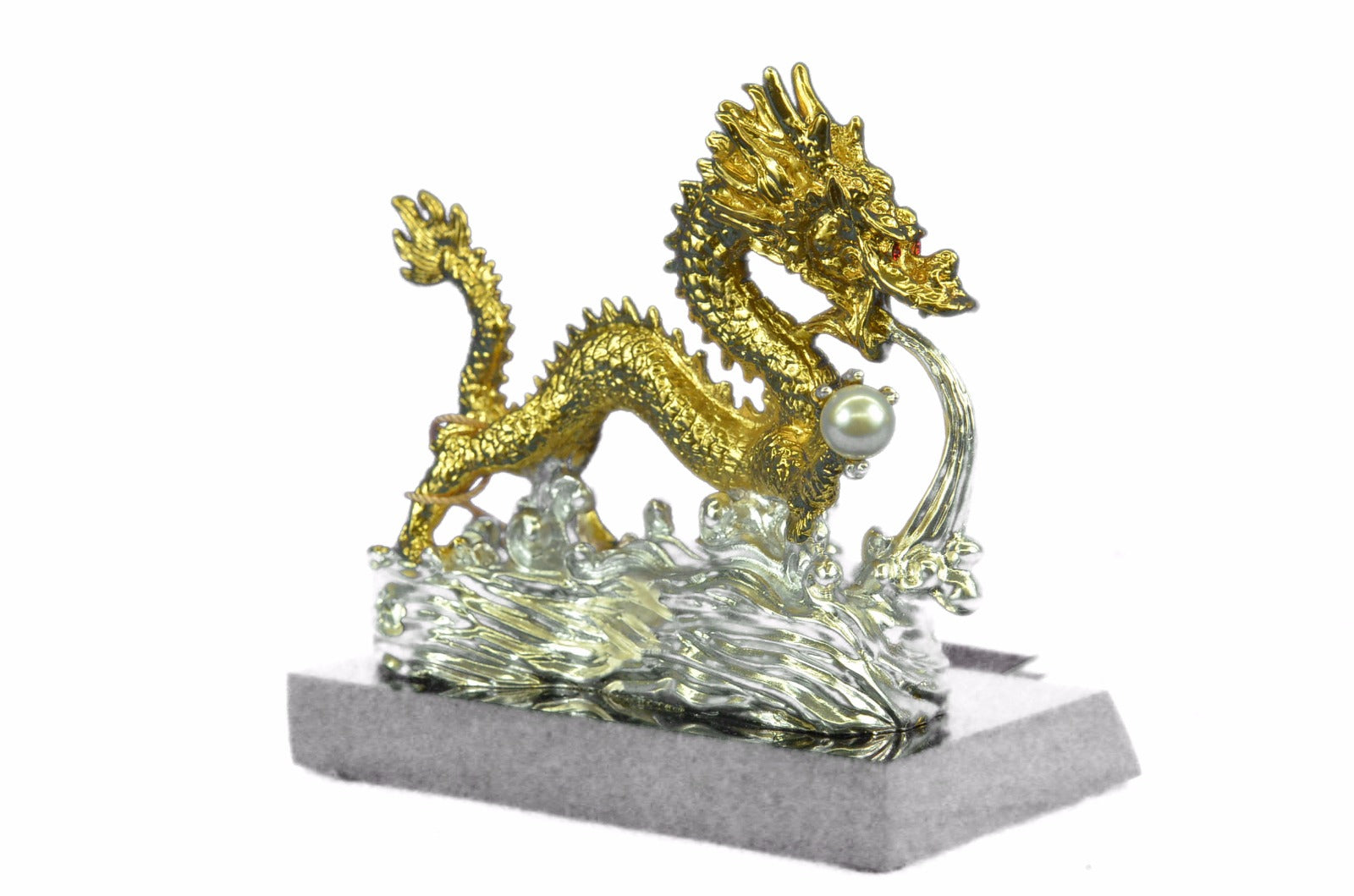 Chinese Pure Bronze Animals Sculpture Feng Shui Dragon Pearl Ruyi Statue Figure