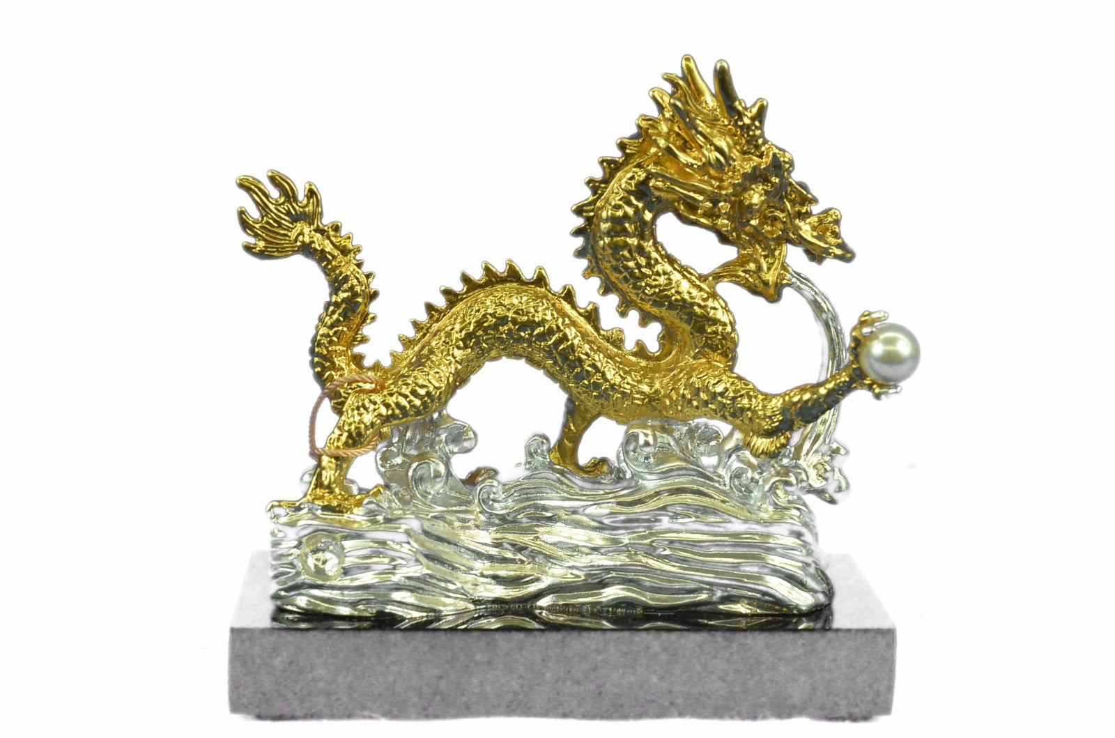 Chinese Pure Bronze Animals Sculpture Feng Shui Dragon Pearl Ruyi Statue Figure