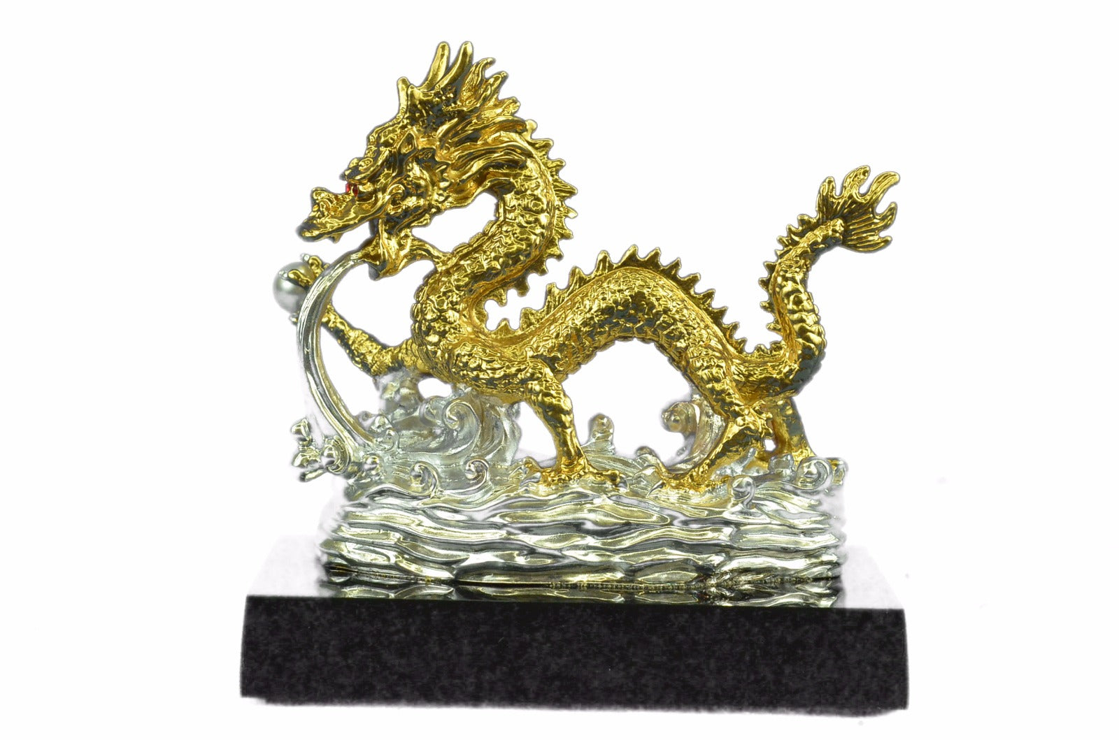 Chinese Pure Bronze Animals Sculpture Feng Shui Dragon Pearl Ruyi Statue Figure