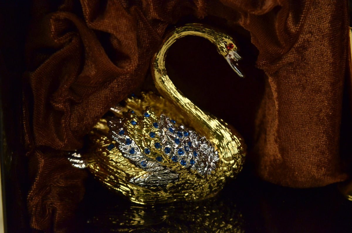 Handcrafted bronze sculpture SALE Quality With Holder Pen Swan Plated Gold 24K