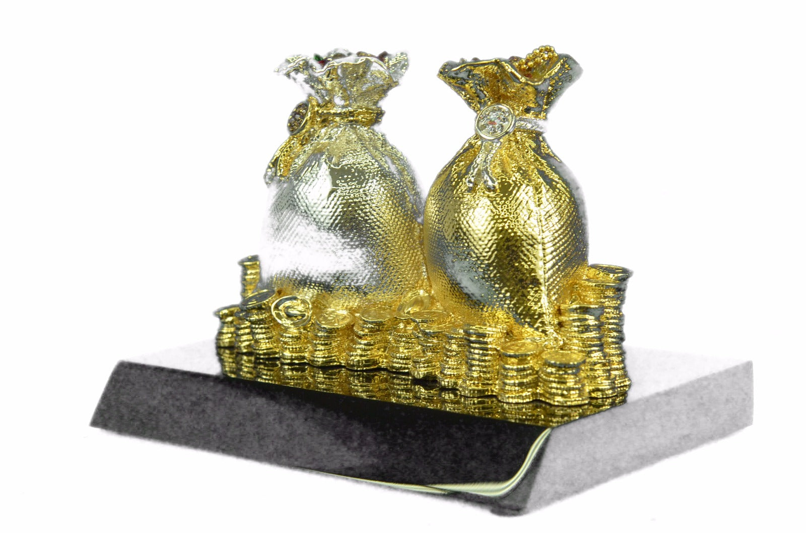 Hot Cast 24K Handcrafted Sacks of Money Wealth Power Figurine Bronze Decoration