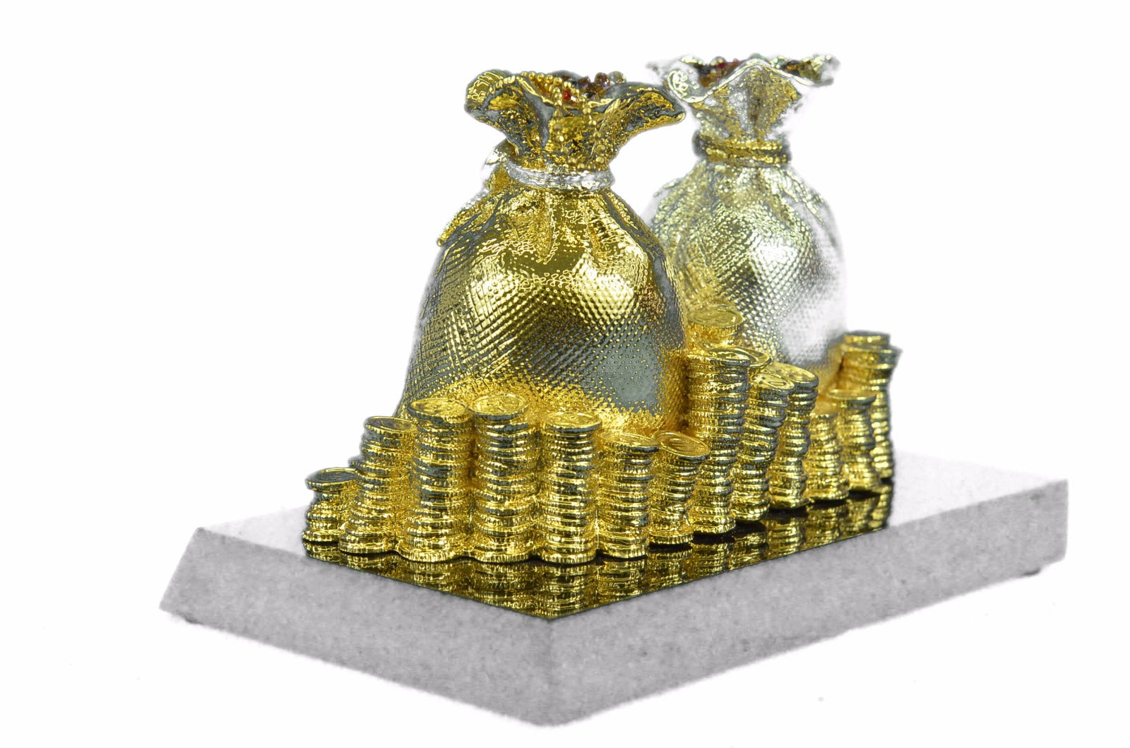 Hot Cast 24K Handcrafted Sacks of Money Wealth Power Figurine Bronze Decoration