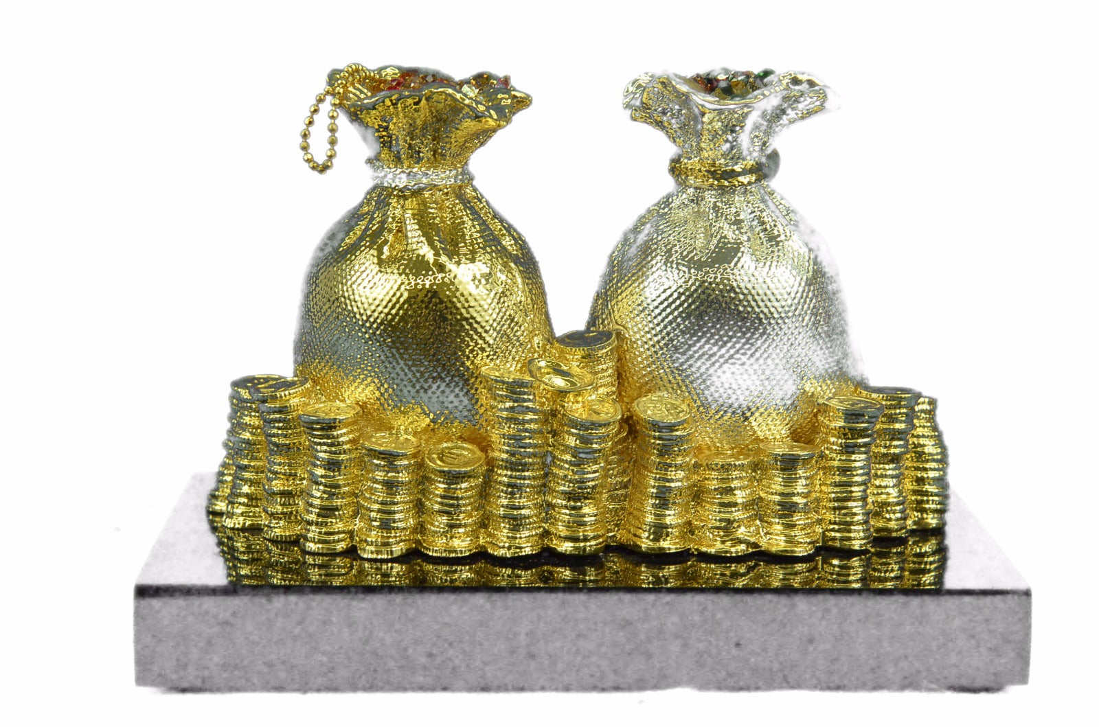 Hot Cast 24K Handcrafted Sacks of Money Wealth Power Figurine Bronze Decoration