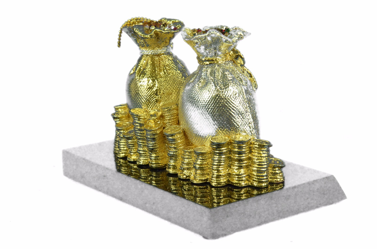 Hot Cast 24K Handcrafted Sacks of Money Wealth Power Figurine Bronze Decoration