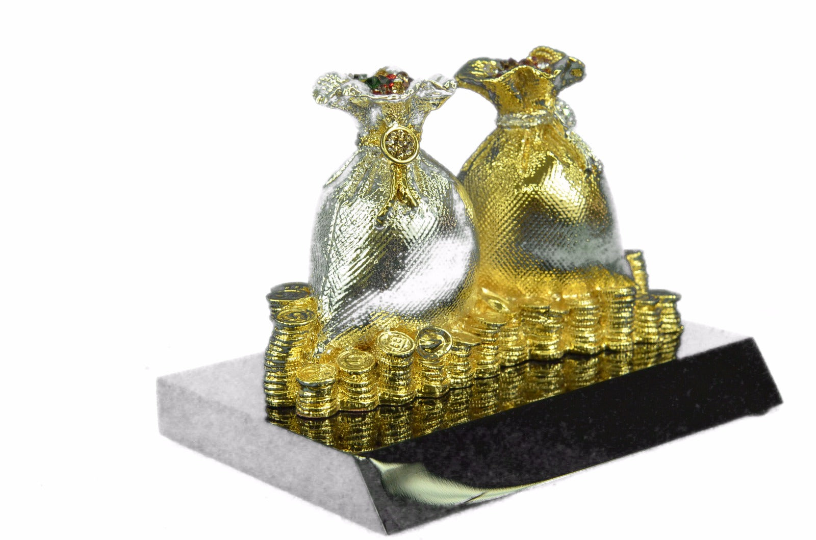 Hot Cast 24K Handcrafted Sacks of Money Wealth Power Figurine Bronze Decoration