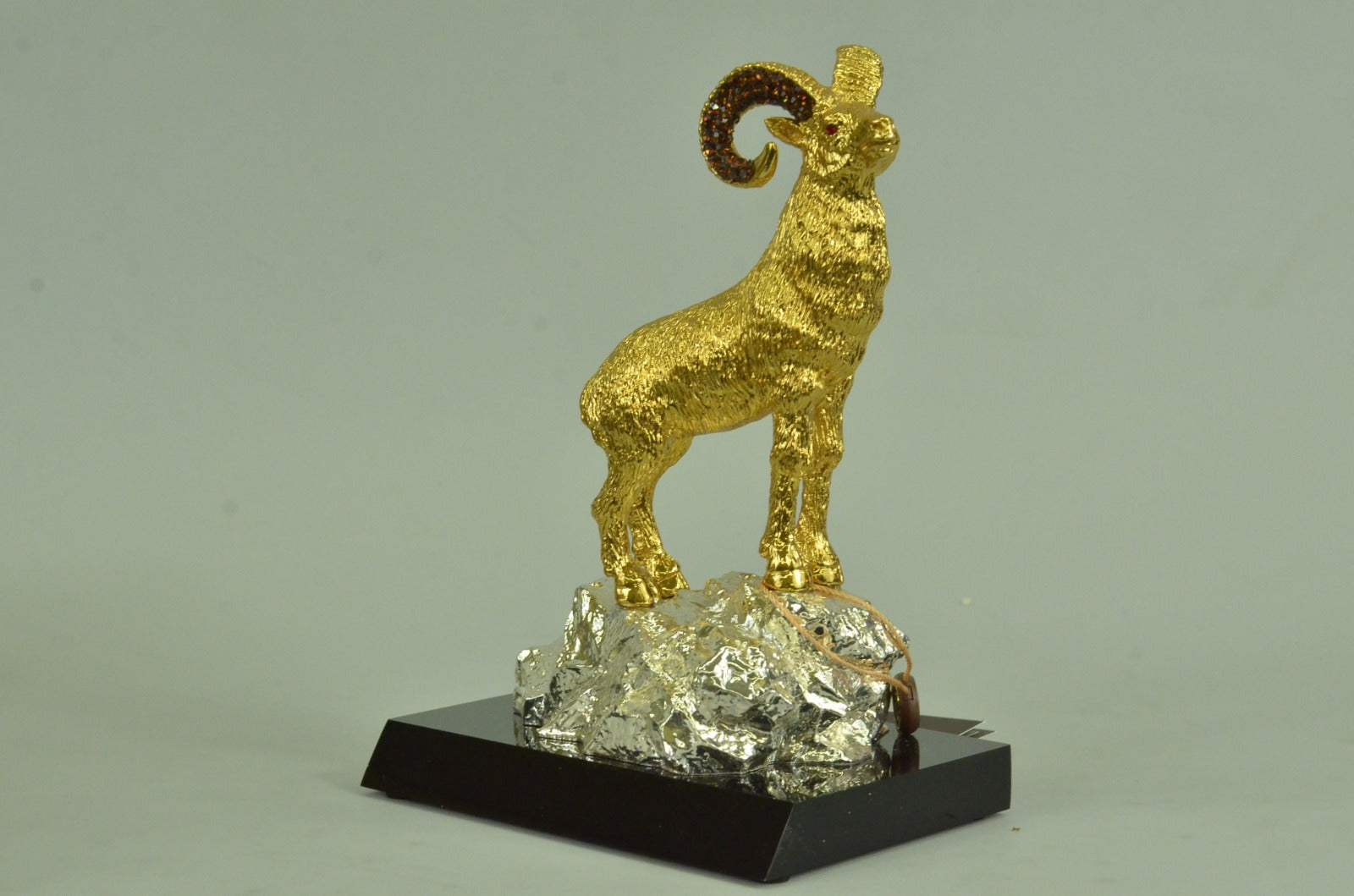 Bronze Brass Metal Shaggy Sheep or Ram Sculpture Statue -24K Gold Patina! Gift