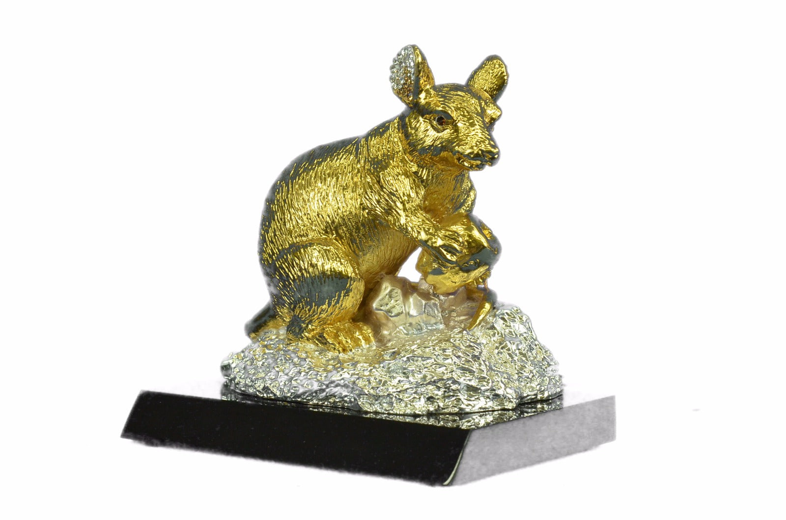 Bronze Sculpture Gold And Silver Plated Rat Mouse Rodent Hot Cast Figurine DEAL