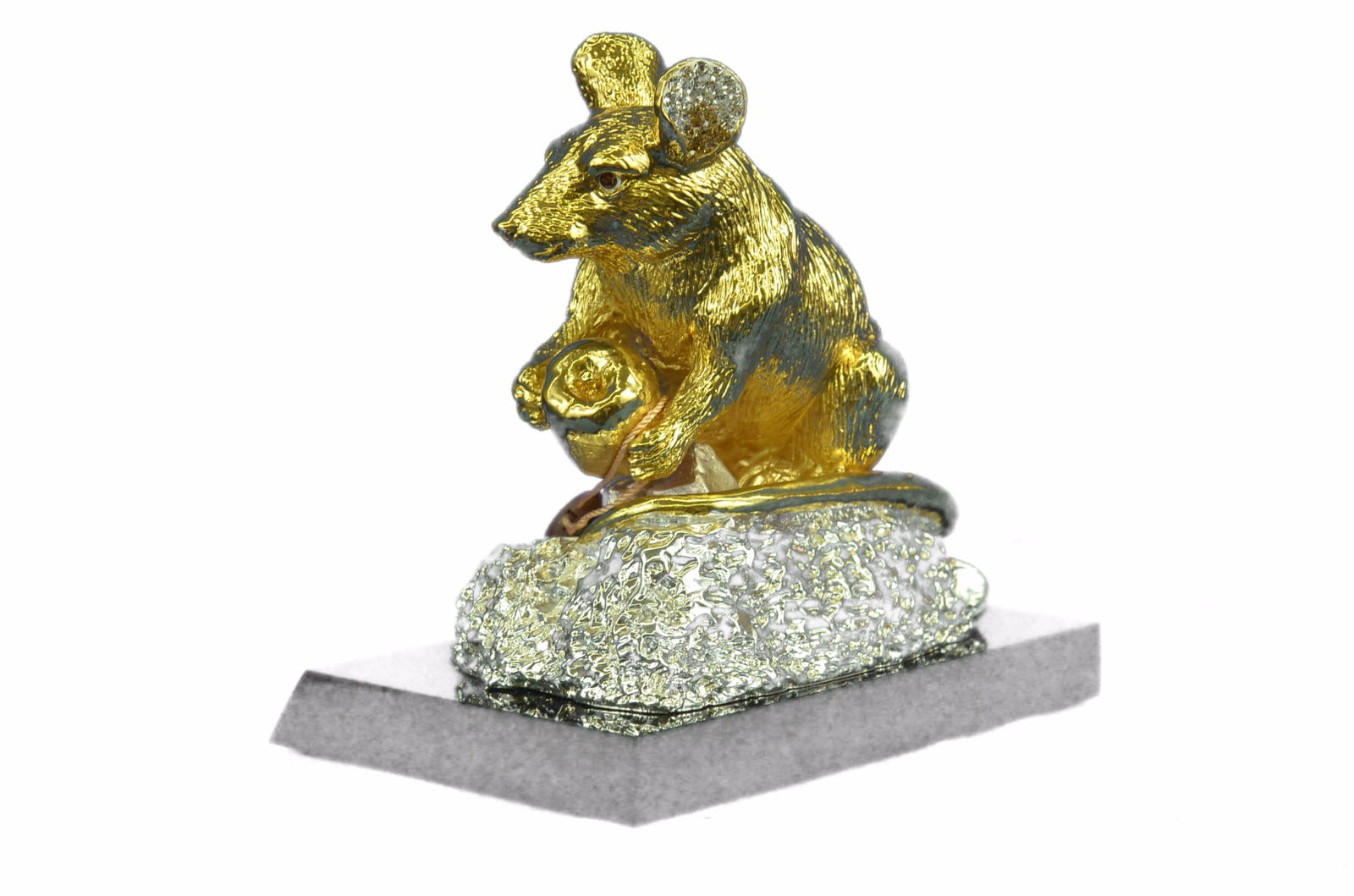 Bronze Sculpture Gold And Silver Plated Rat Mouse Rodent Hot Cast Figurine DEAL