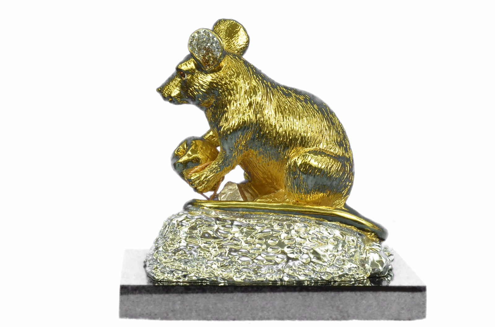 Bronze Sculpture Gold And Silver Plated Rat Mouse Rodent Hot Cast Figurine DEAL