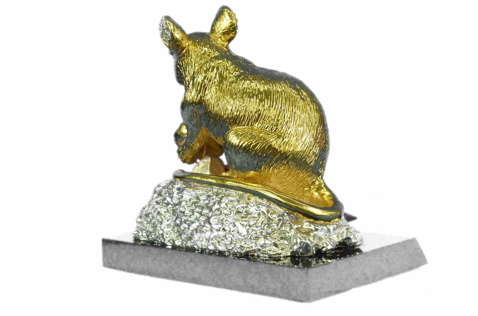 Bronze Sculpture Gold And Silver Plated Rat Mouse Rodent Hot Cast Figurine DEAL