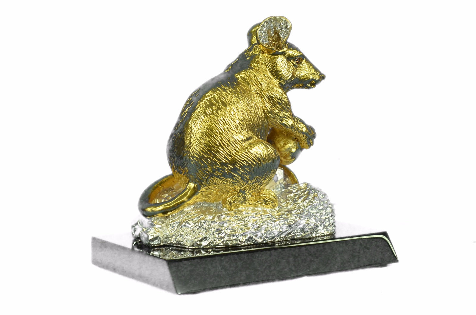 Bronze Sculpture Gold And Silver Plated Rat Mouse Rodent Hot Cast Figurine DEAL