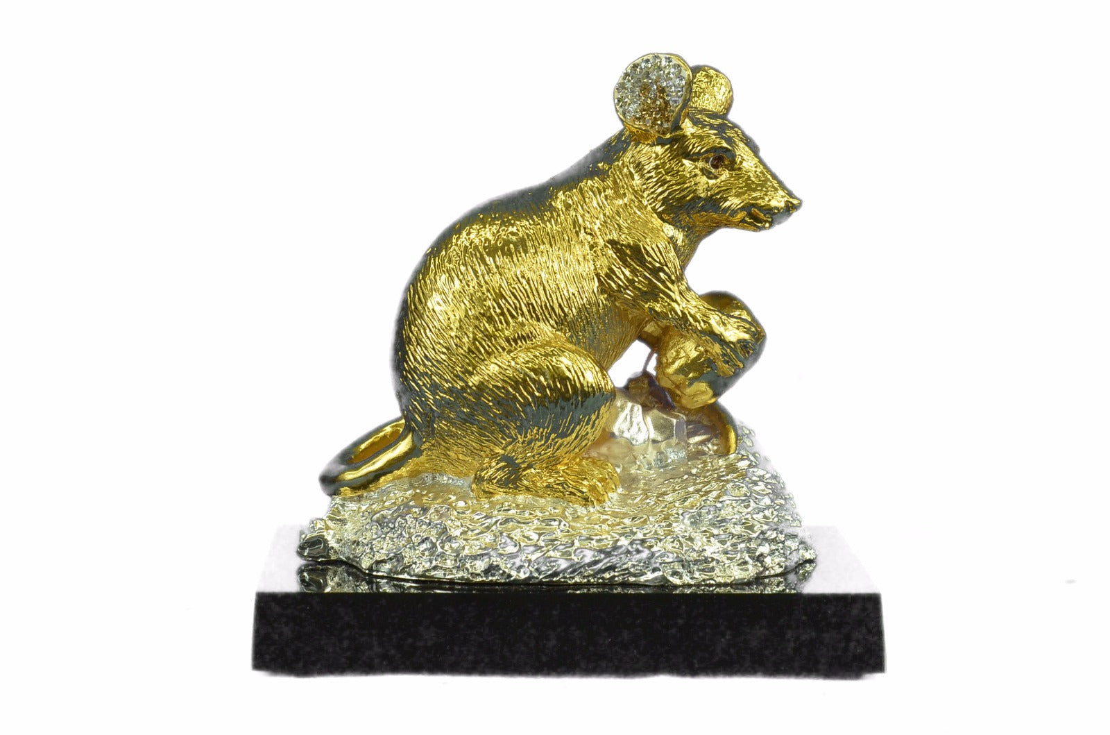 Bronze Sculpture Gold And Silver Plated Rat Mouse Rodent Hot Cast Figurine DEAL