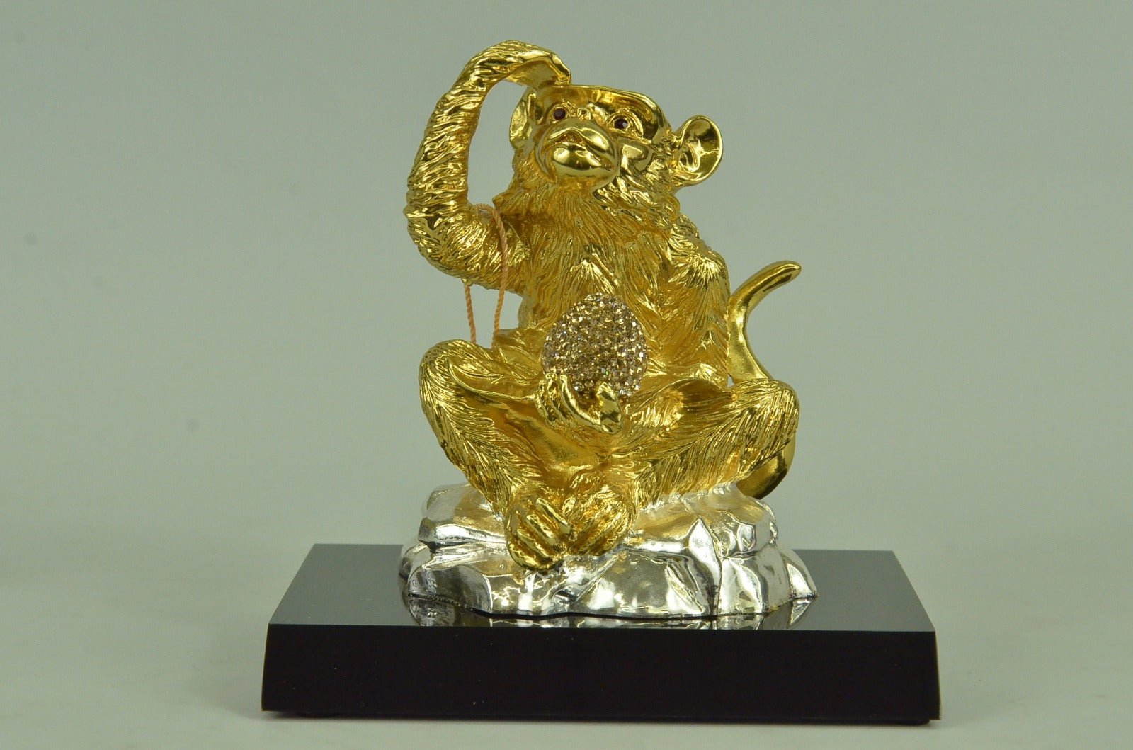 24k Gold And Silver Wise Monkey Bronze Sculpture Figurine Figure Decor Hot Cast