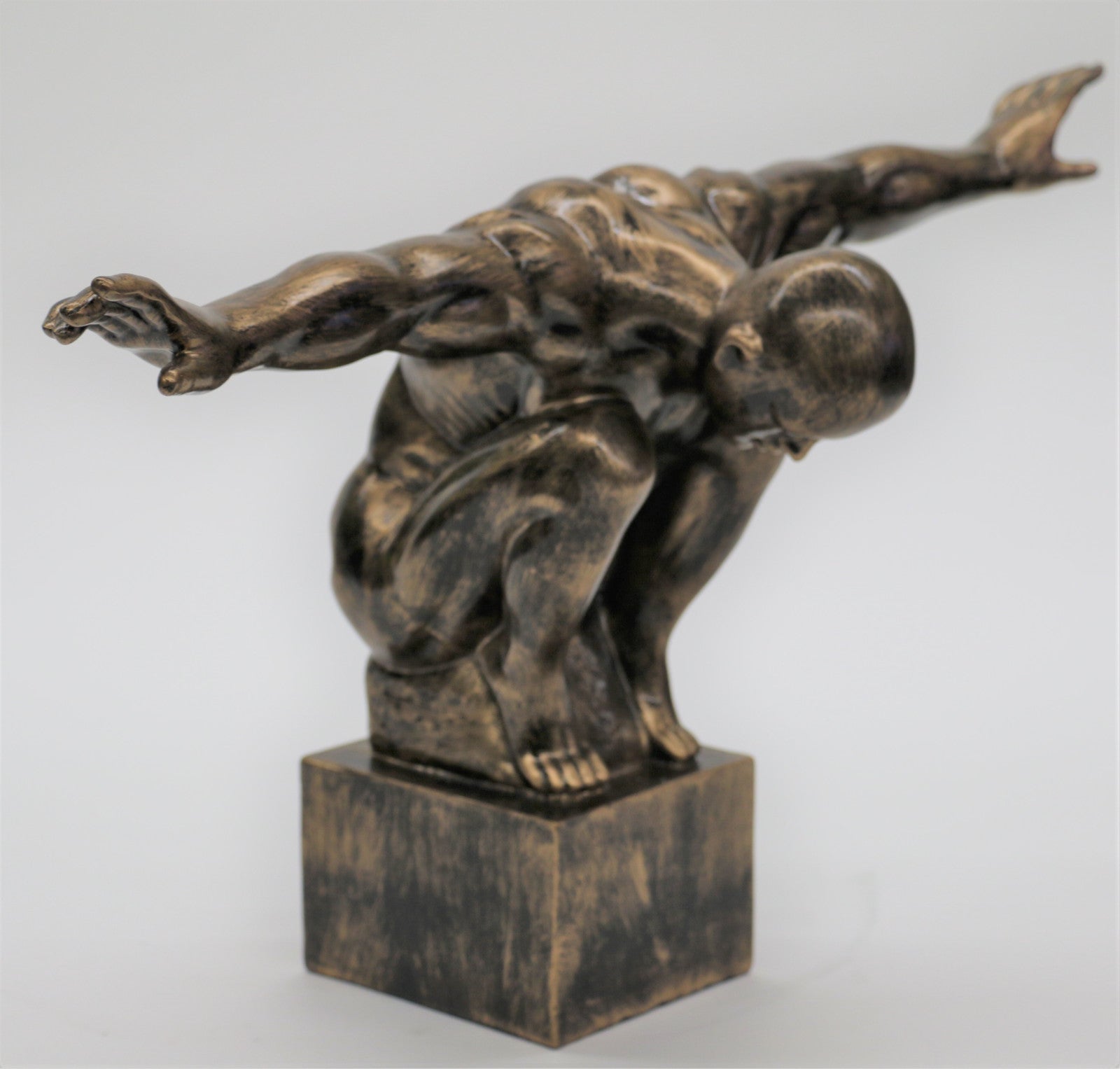 Male Nude Diver Yoga Praying Man Bronze Statue Sculpture Figurine Art