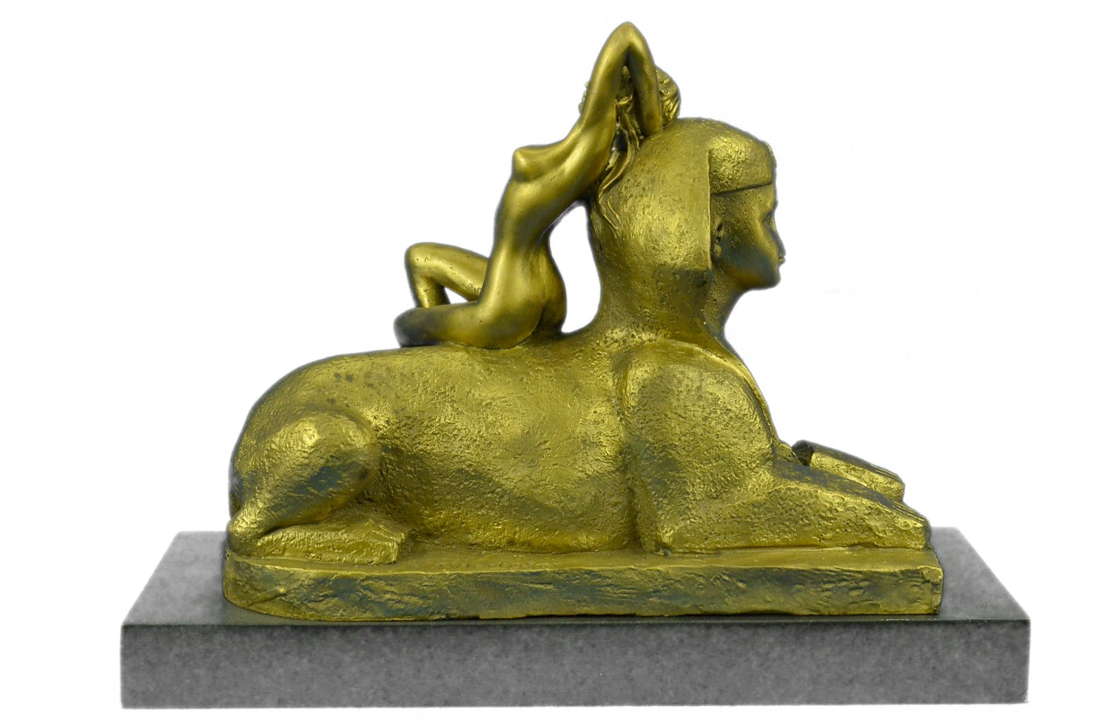 Handcrafted bronze sculpture SALE Gif Base Marble Nymph Nude With Lion Egyptian