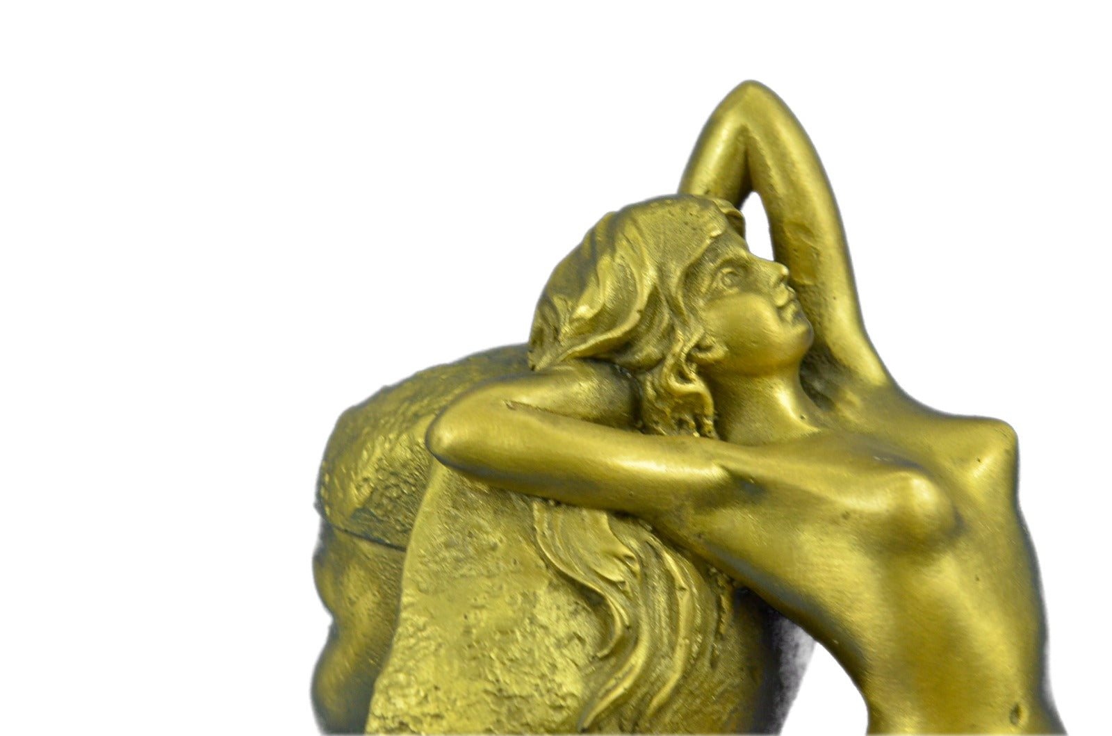 Handcrafted bronze sculpture SALE Gif Base Marble Nymph Nude With Lion Egyptian