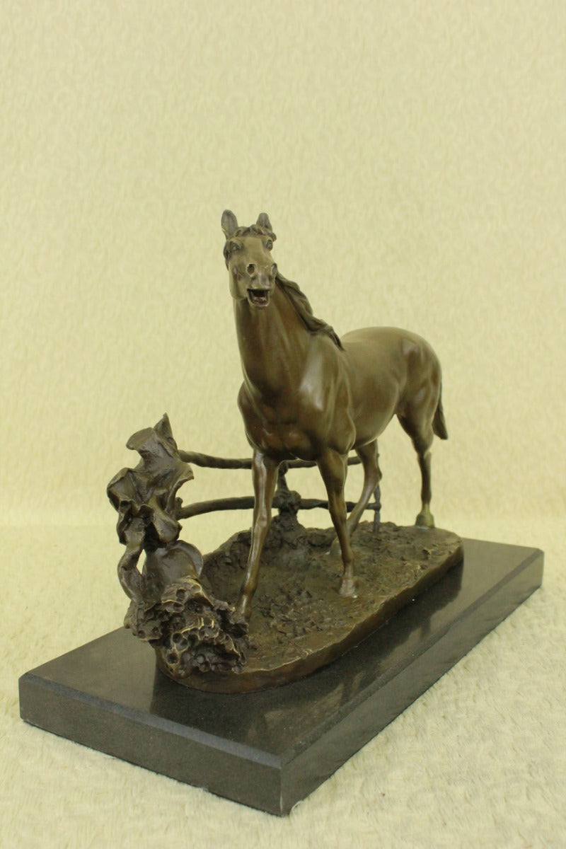 Signed P.J Mene Loving Horse Bronze Sculpture Marble Base Statue Figurine Sale