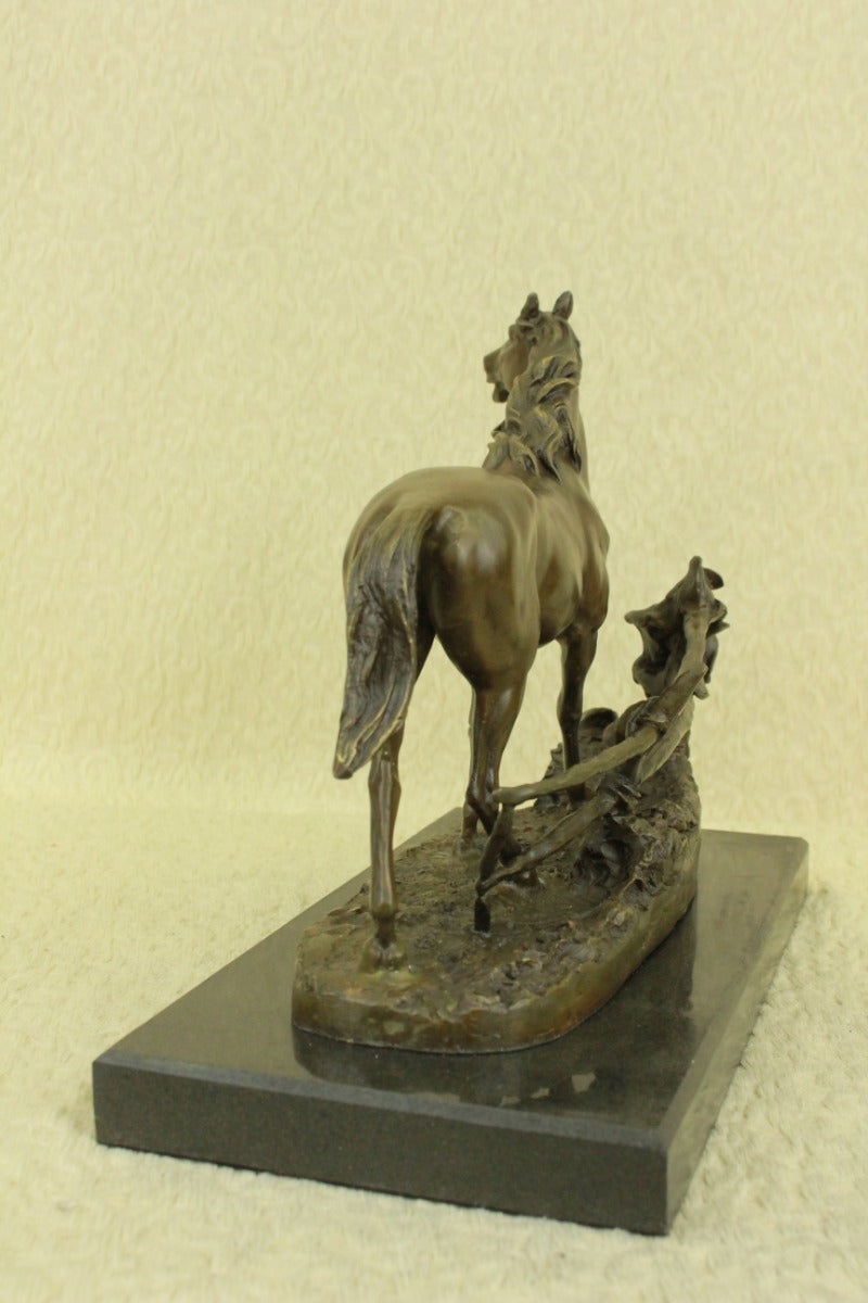 Signed P.J Mene Loving Horse Bronze Sculpture Marble Base Statue Figurine Sale