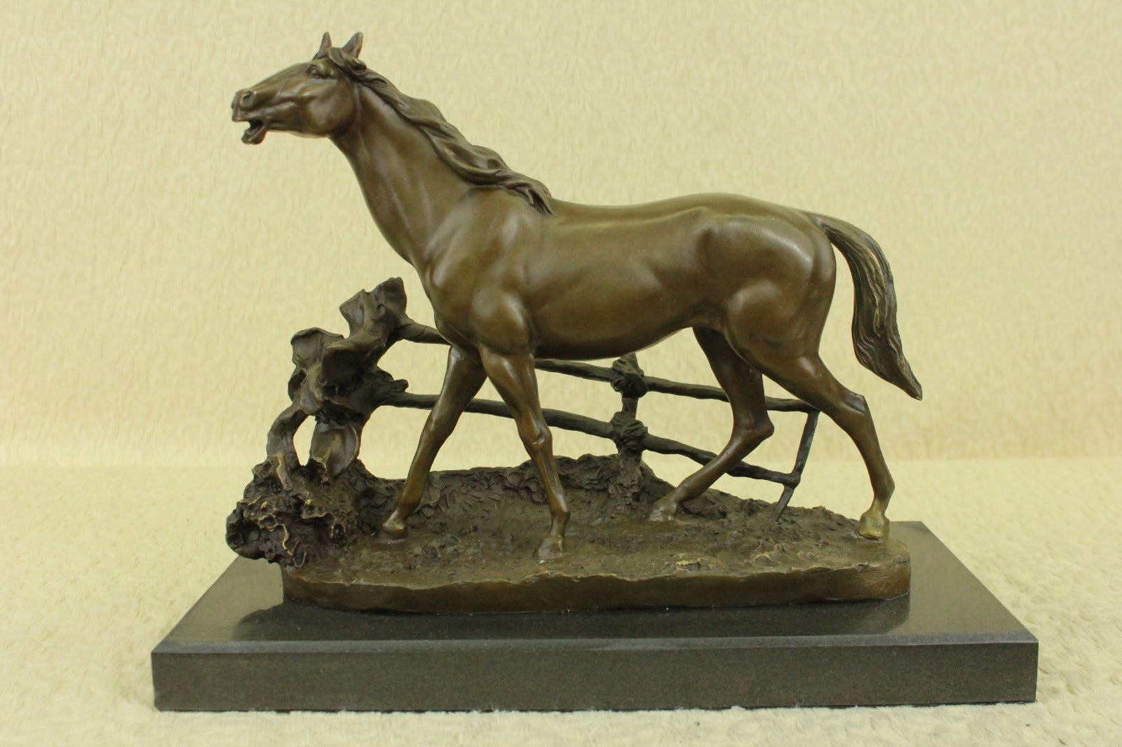 Signed P.J Mene Loving Horse Bronze Sculpture Marble Base Statue Figurine Sale