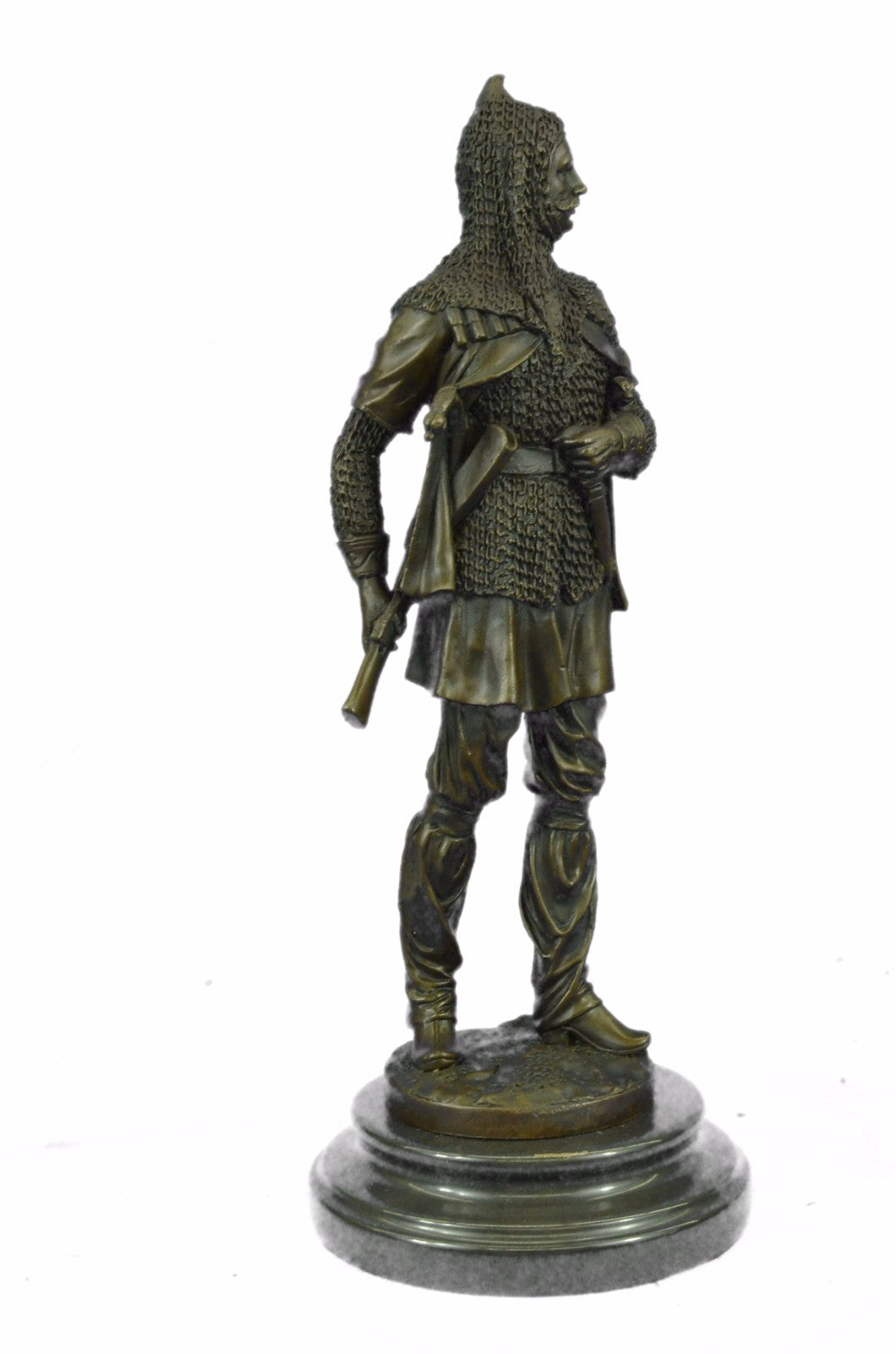 Hand Made Hot Cast Turkish/Persian Prince with Dagger and Rifle Gun Bronze Statu