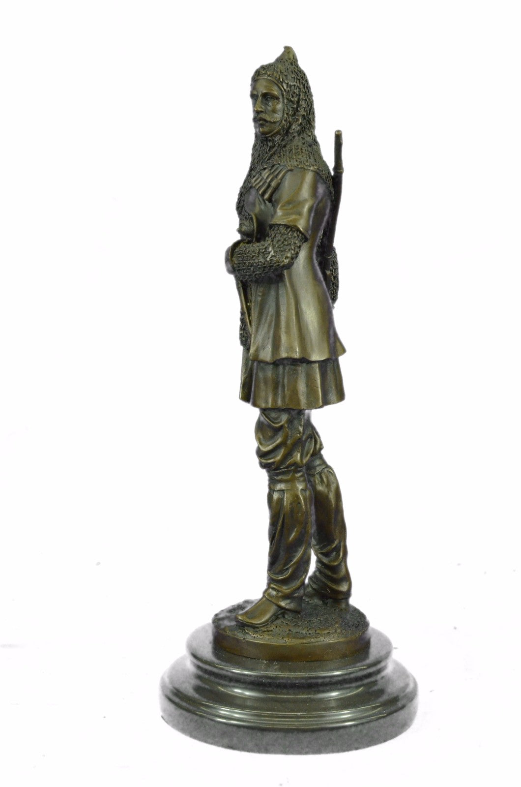 Hand Made Hot Cast Turkish/Persian Prince with Dagger and Rifle Gun Bronze Statu