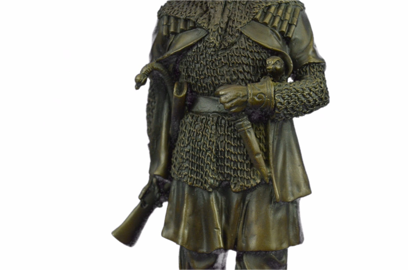 Hand Made Hot Cast Turkish/Persian Prince with Dagger and Rifle Gun Bronze Statu