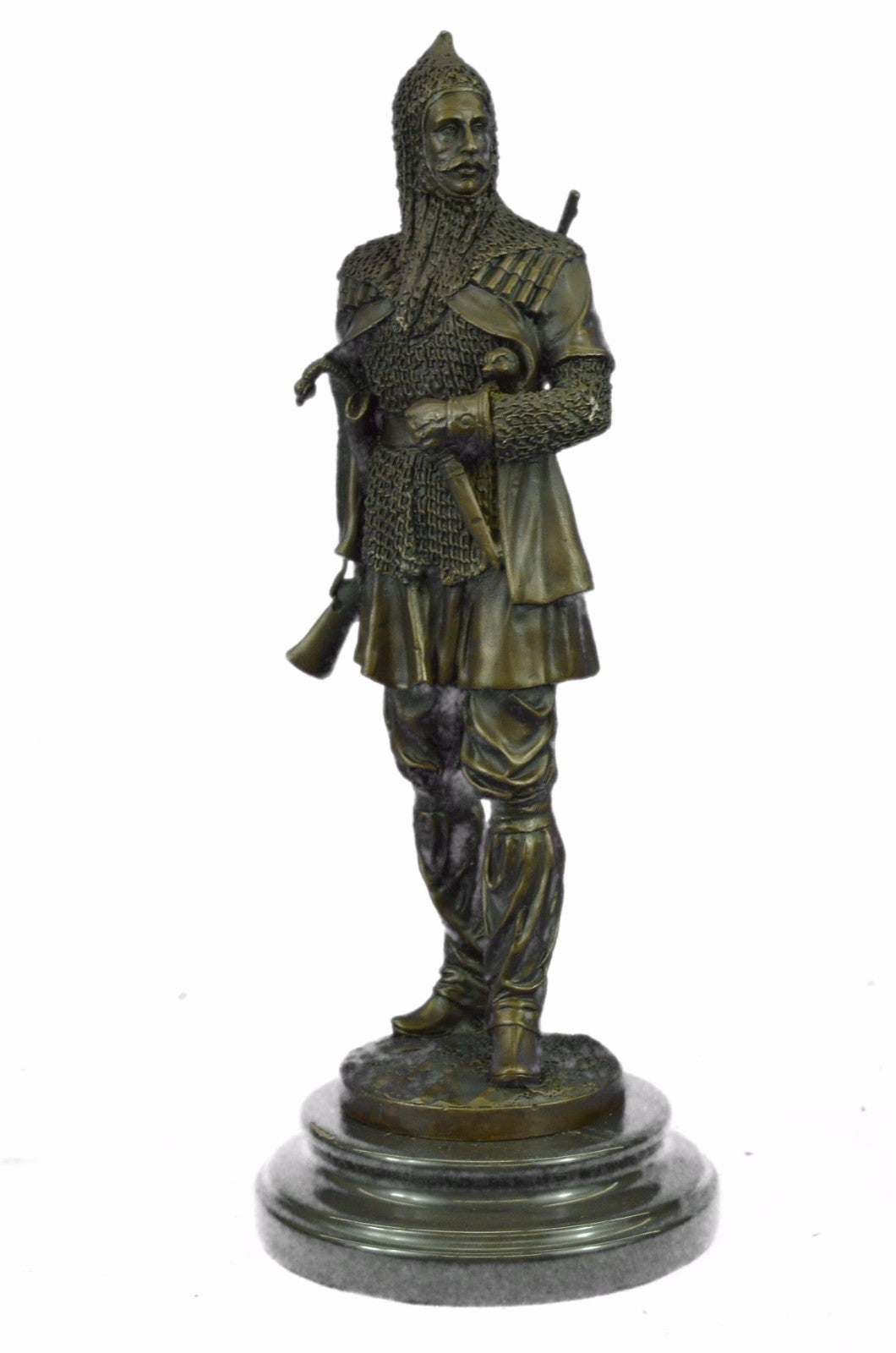 Hand Made Hot Cast Turkish/Persian Prince with Dagger and Rifle Gun Bronze Statu