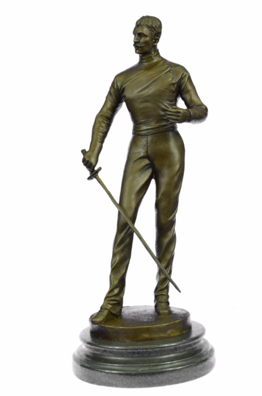 Rare Collectible Art Deco Hot Cast Fencer With Sword Bronze Sculpture Decoratio