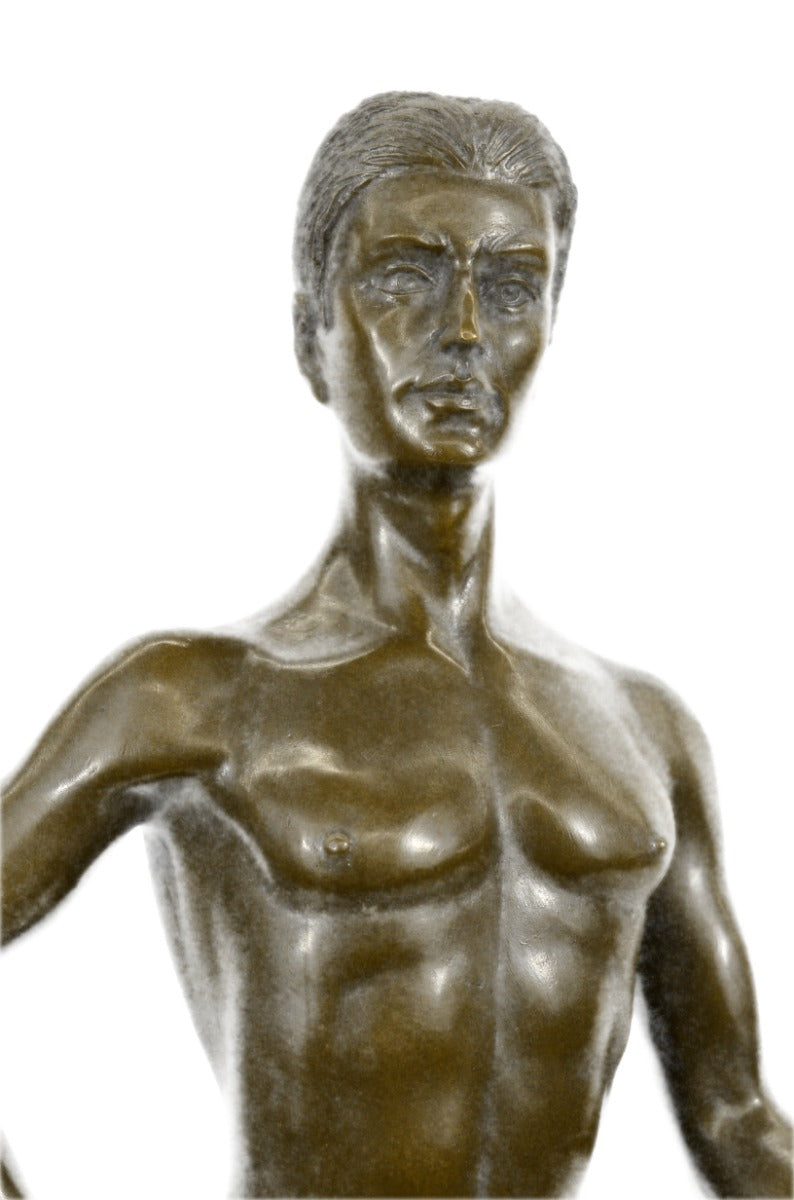 GAY EROTIC BRONZE ART STATUE HOMO NAKED MAN FIGURINE NUDE MALE SCULPTURE SIGNED