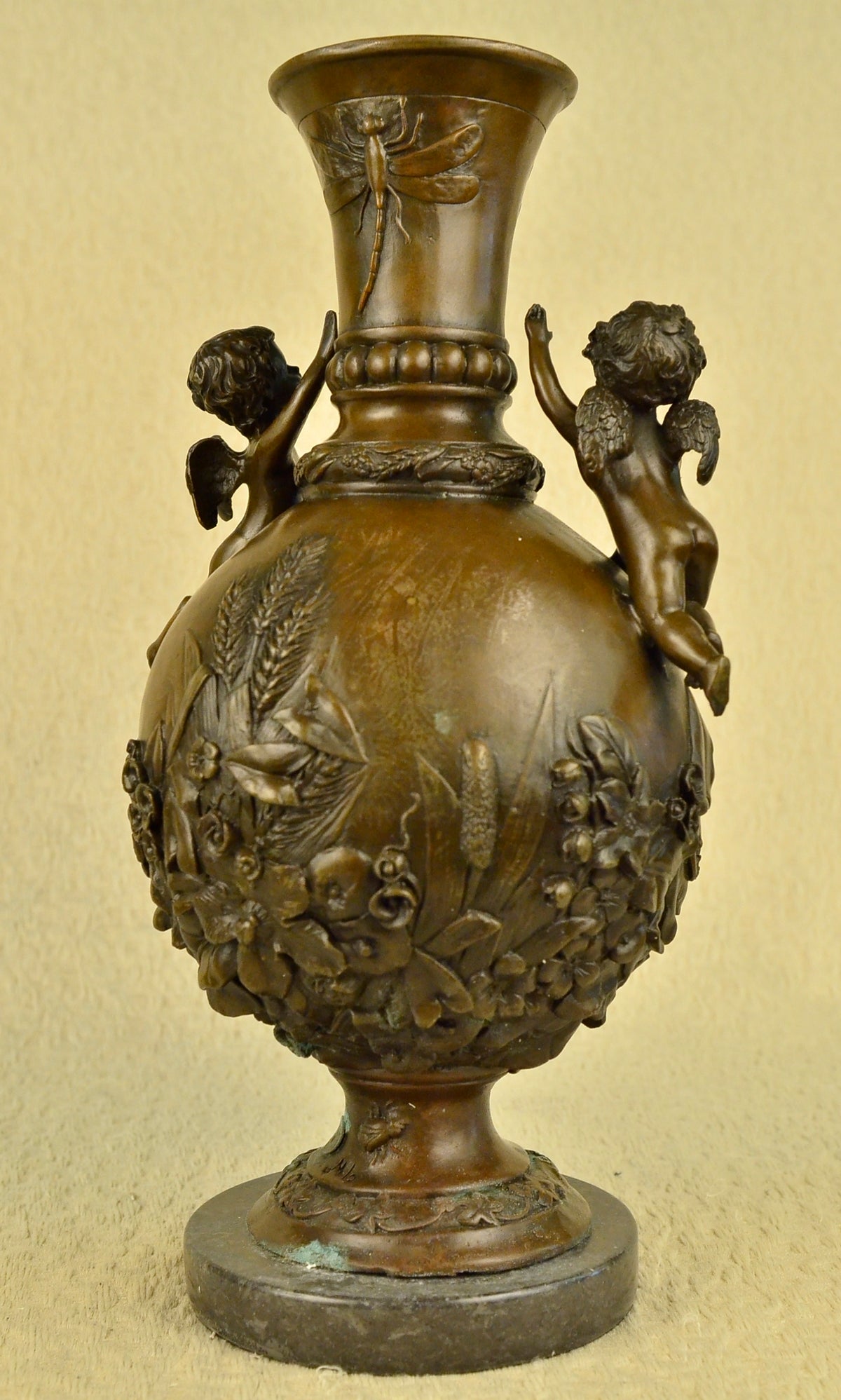 Handcrafted Baby Cherub Angel putti  Vase Urn Home Office Decoration Bronze Sale